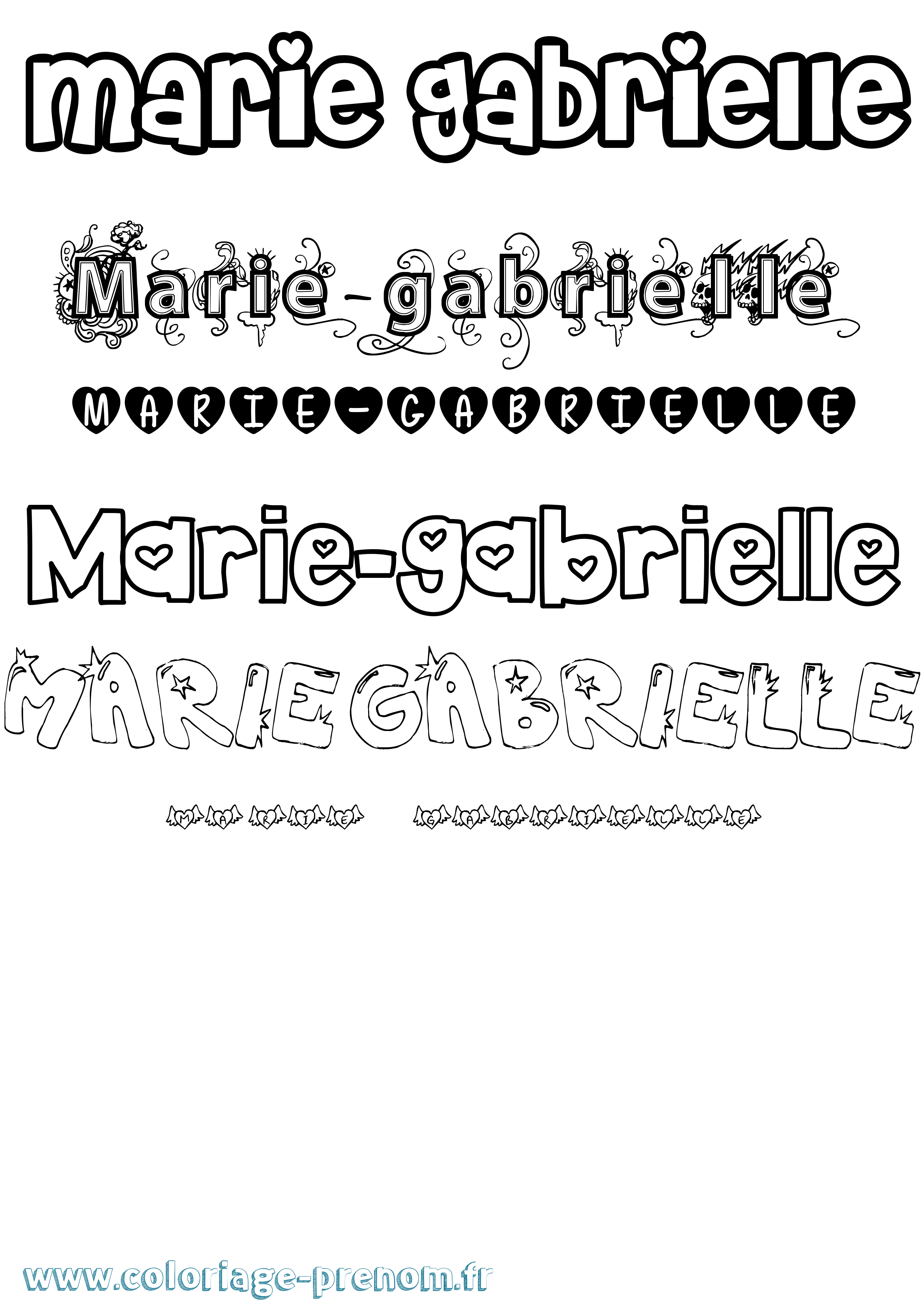 Coloriage Marie-Gabrielle Girly Coloriage prénom Marie-Gabrielle Girly