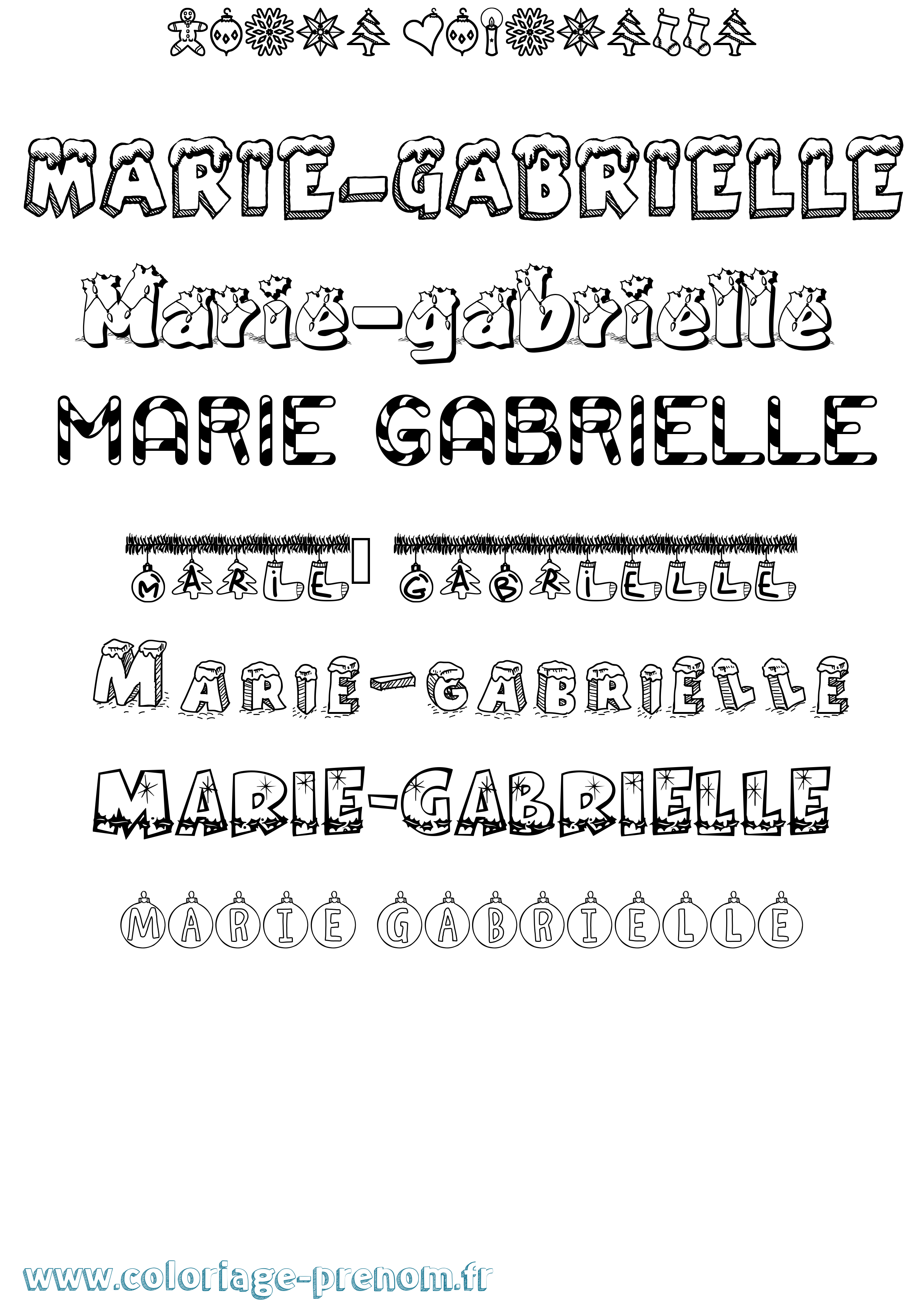 Coloriage Marie-Gabrielle Noël Coloriage prénom Marie-Gabrielle Noël