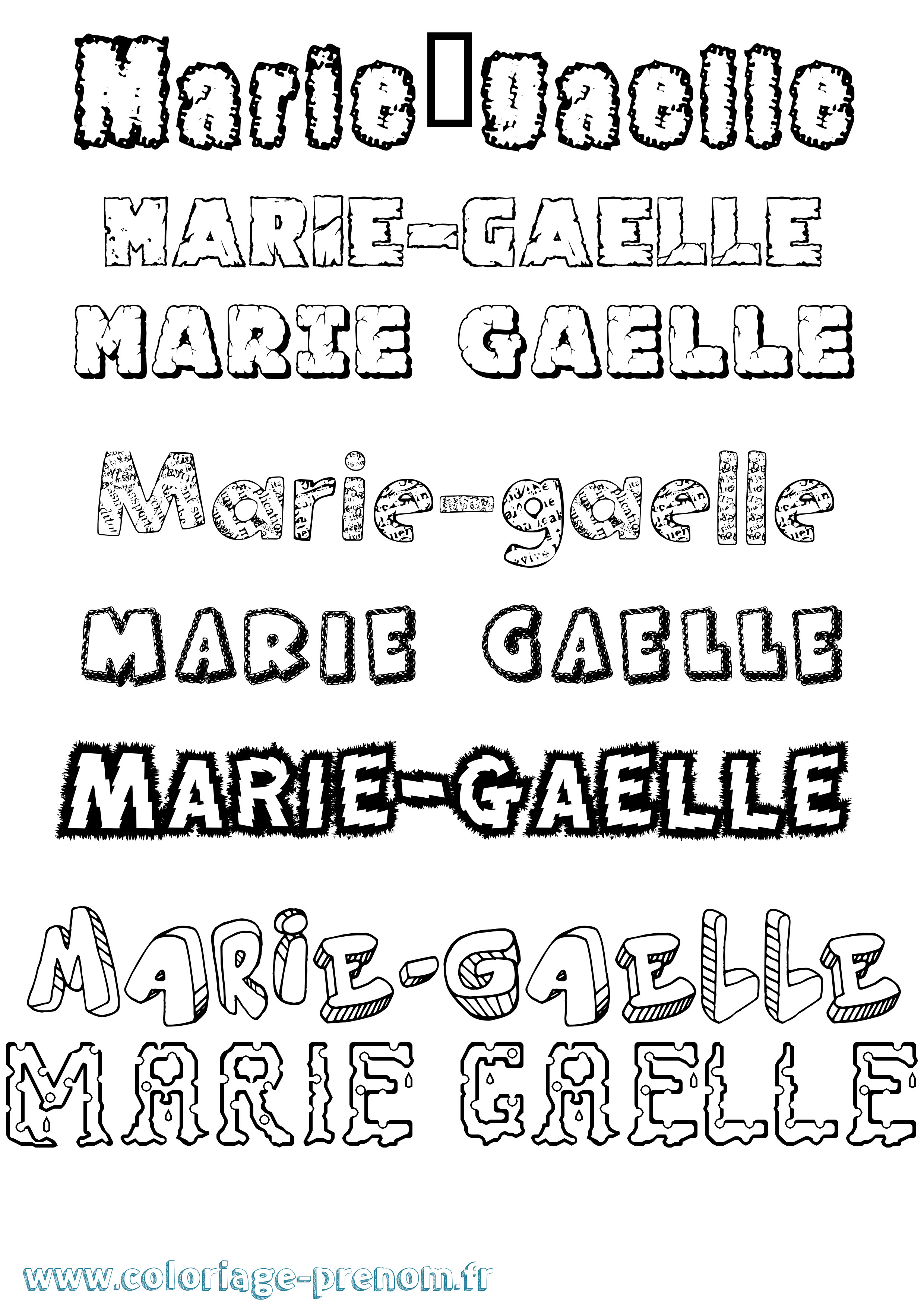 Coloriage Marie-Gaelle Destructuré Coloriage prénom Marie-Gaelle Destructuré