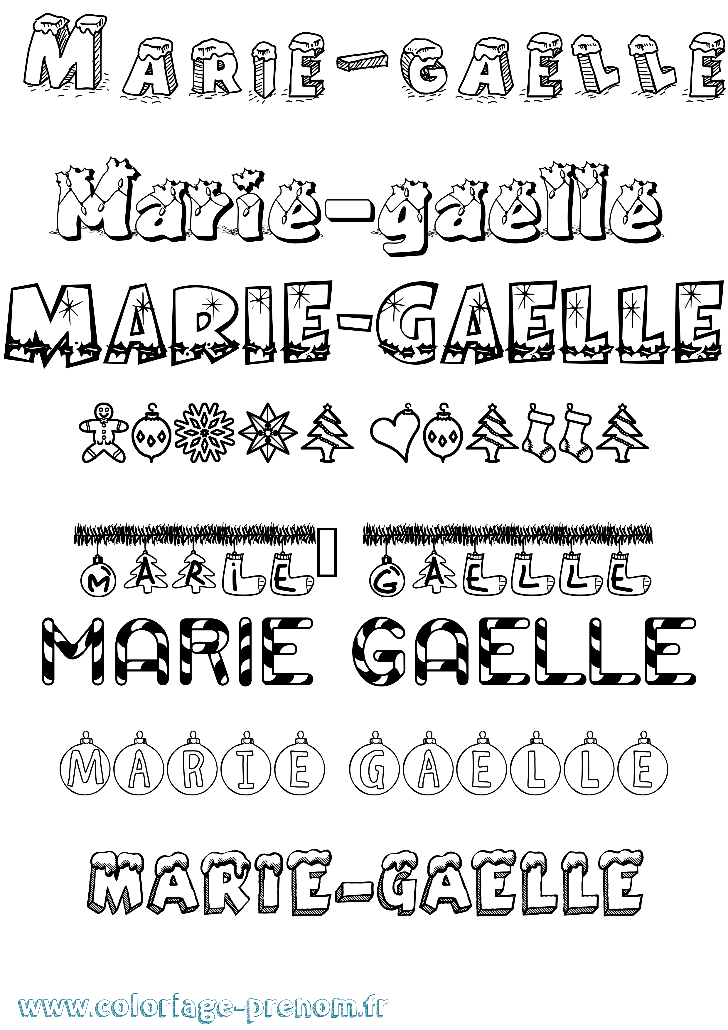 Coloriage Marie-Gaelle Noël Coloriage prénom Marie-Gaelle Noël