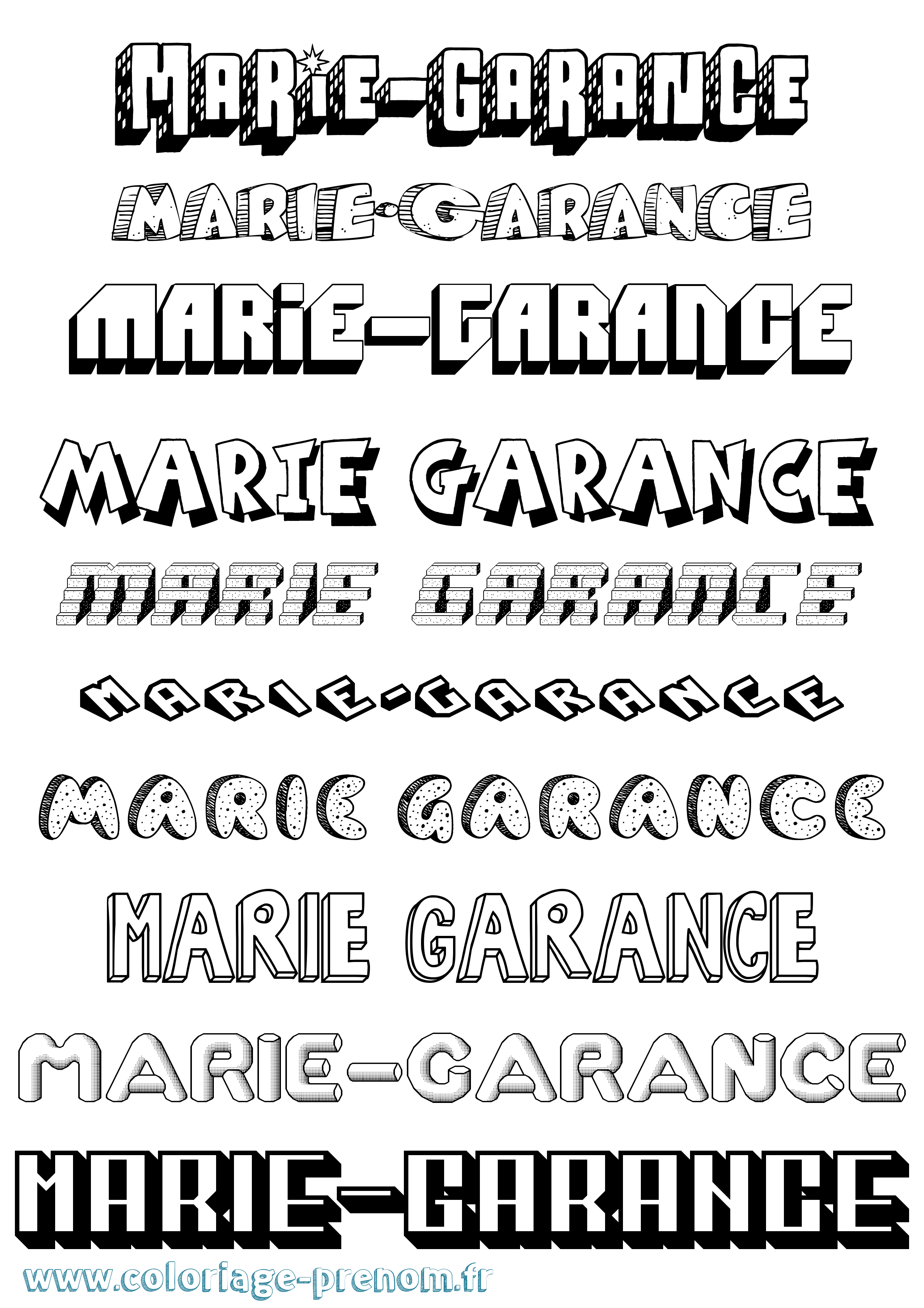 Coloriage Marie-Garance Effet 3D Coloriage prénom Marie-Garance Effet 3D