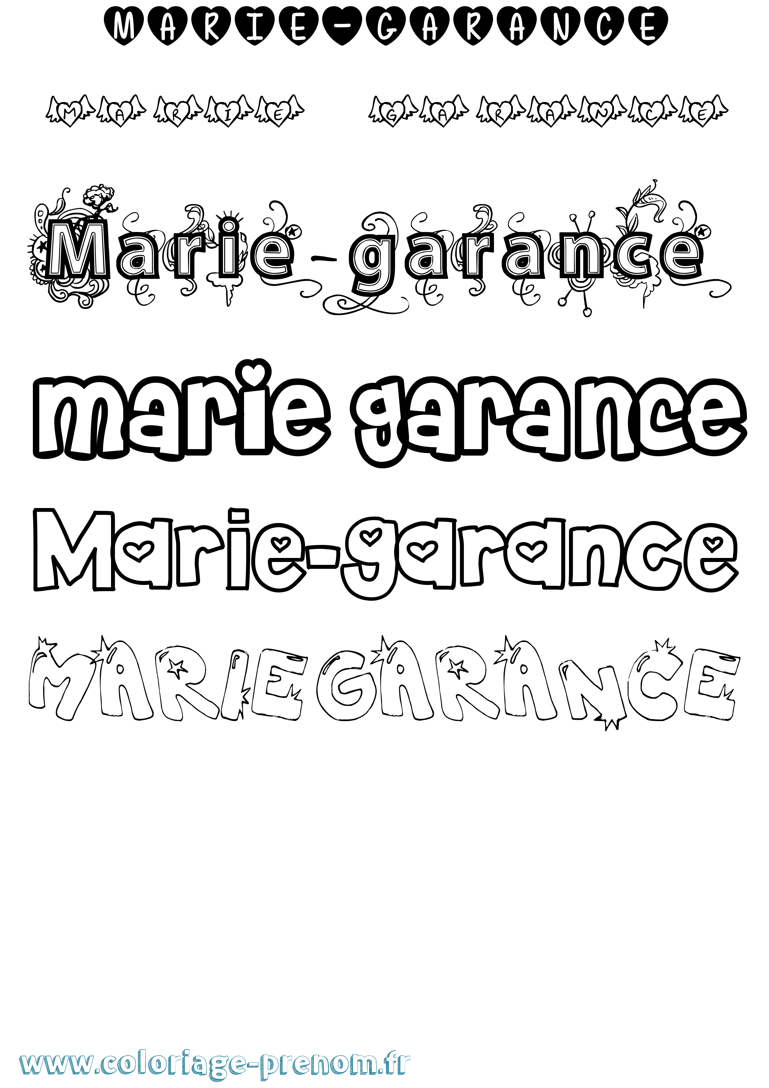 Coloriage Marie-Garance Girly Coloriage prénom Marie-Garance Girly