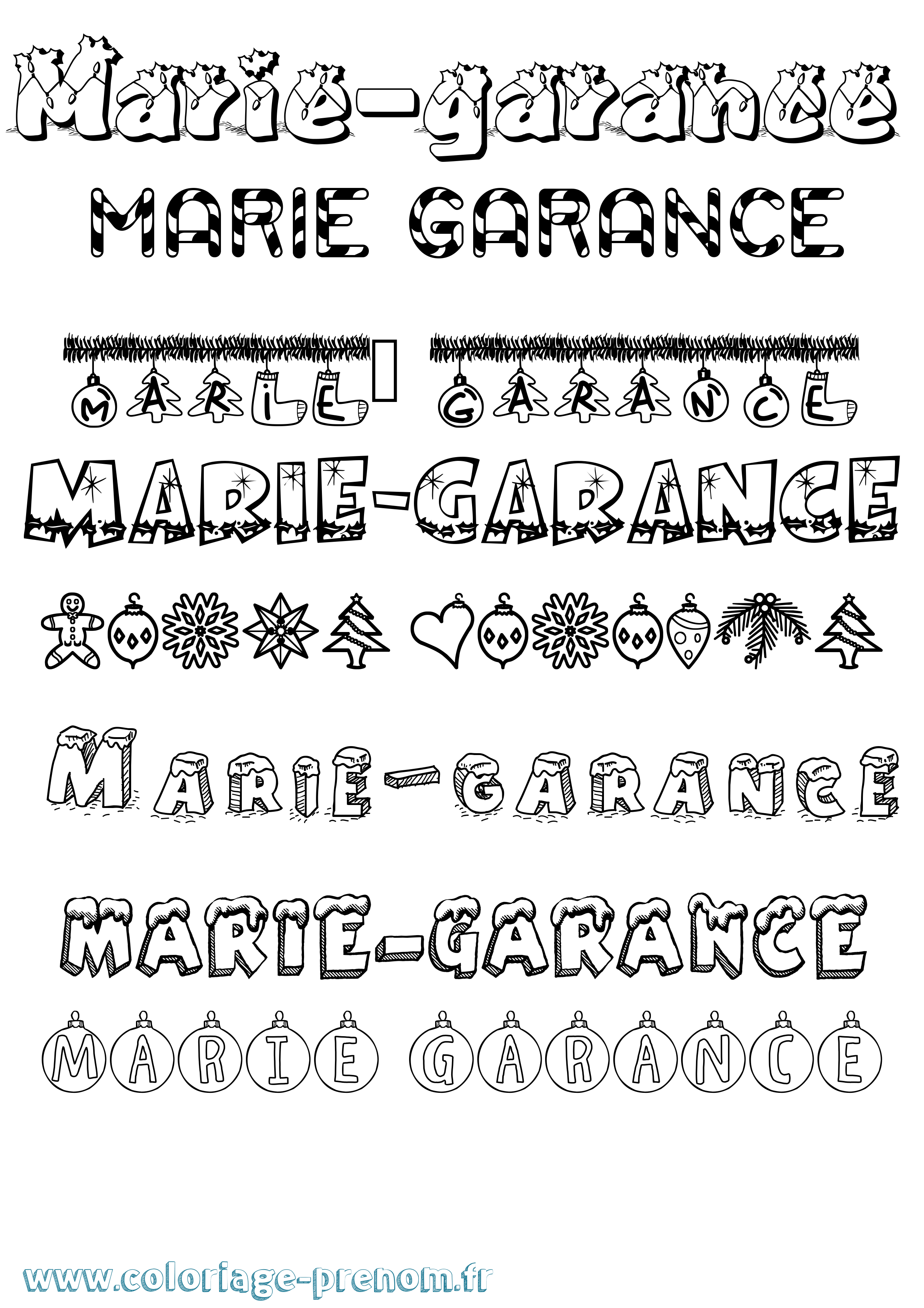 Coloriage Marie-Garance Noël Coloriage prénom Marie-Garance Noël