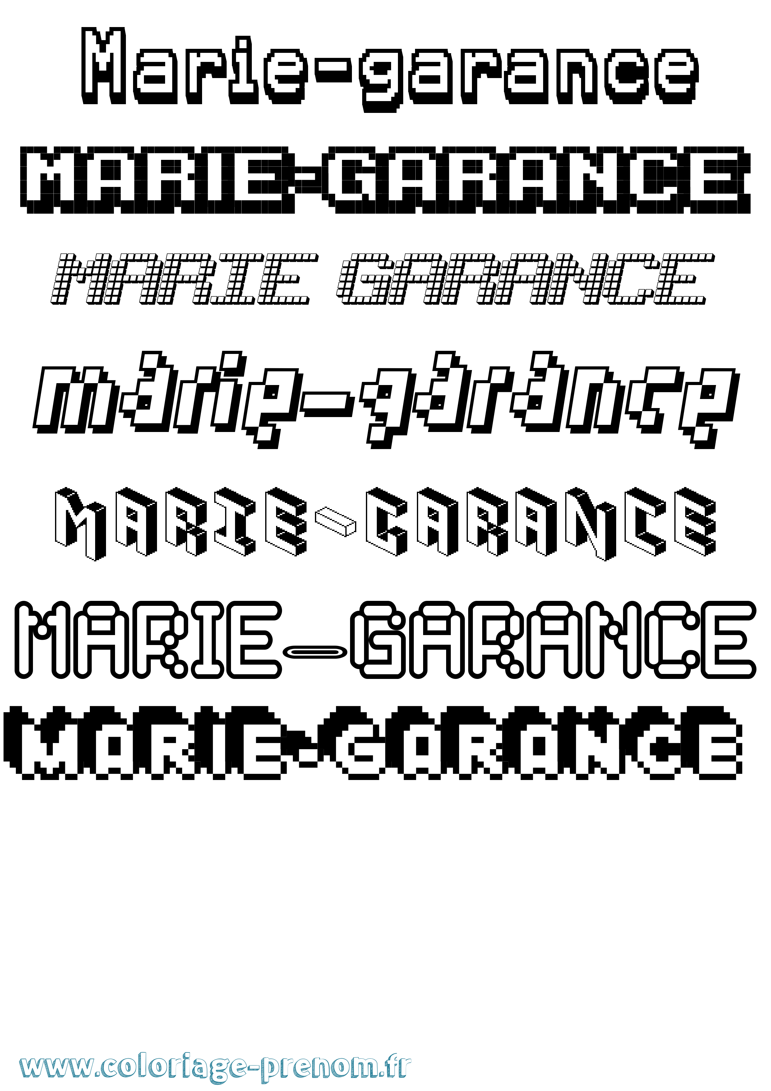 Coloriage Marie-Garance Pixel Coloriage prénom Marie-Garance Pixel