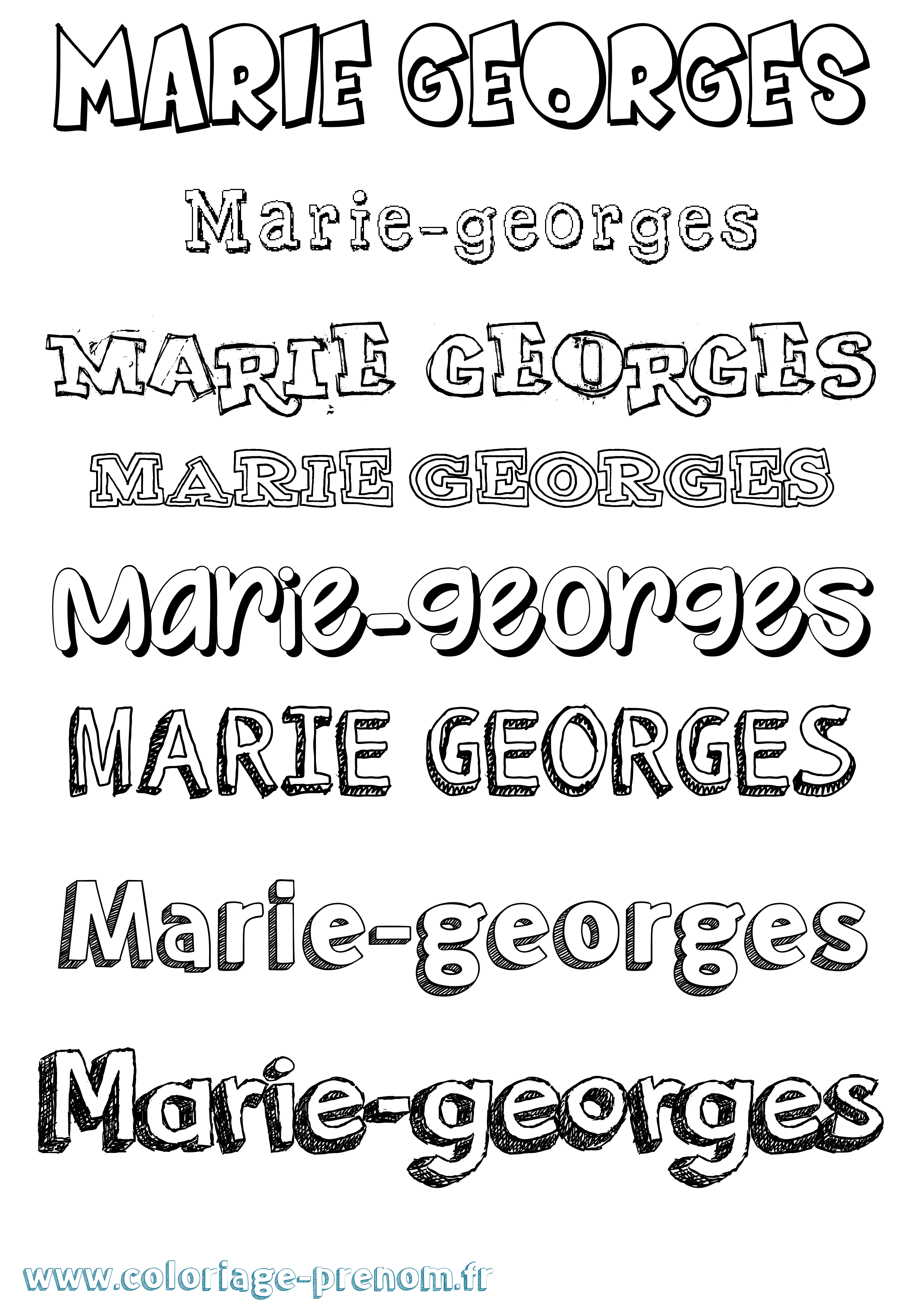 Coloriage Marie-Georges Dessiné Coloriage prénom Marie-Georges Dessiné