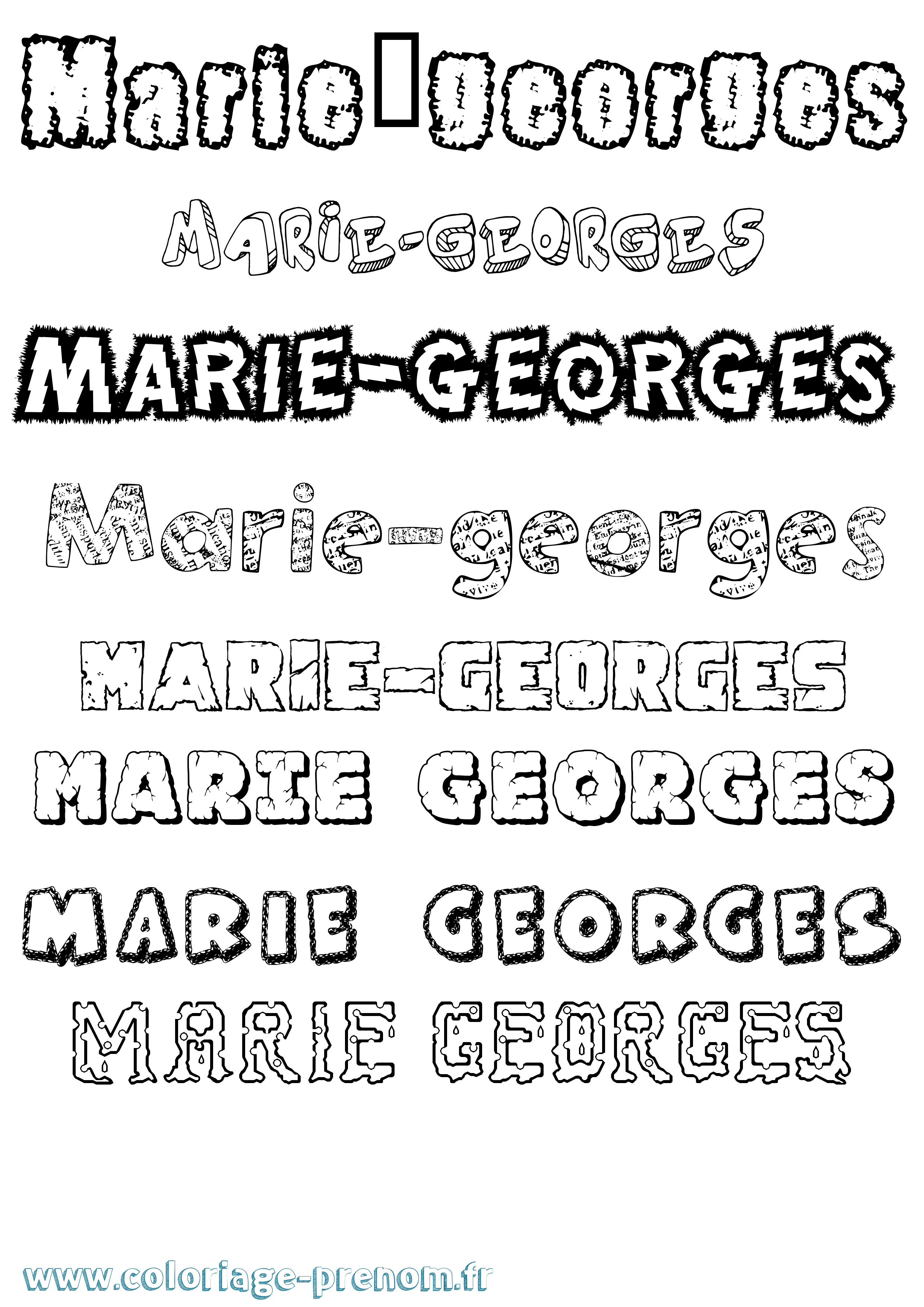 Coloriage Marie-Georges Destructuré Coloriage prénom Marie-Georges Destructuré