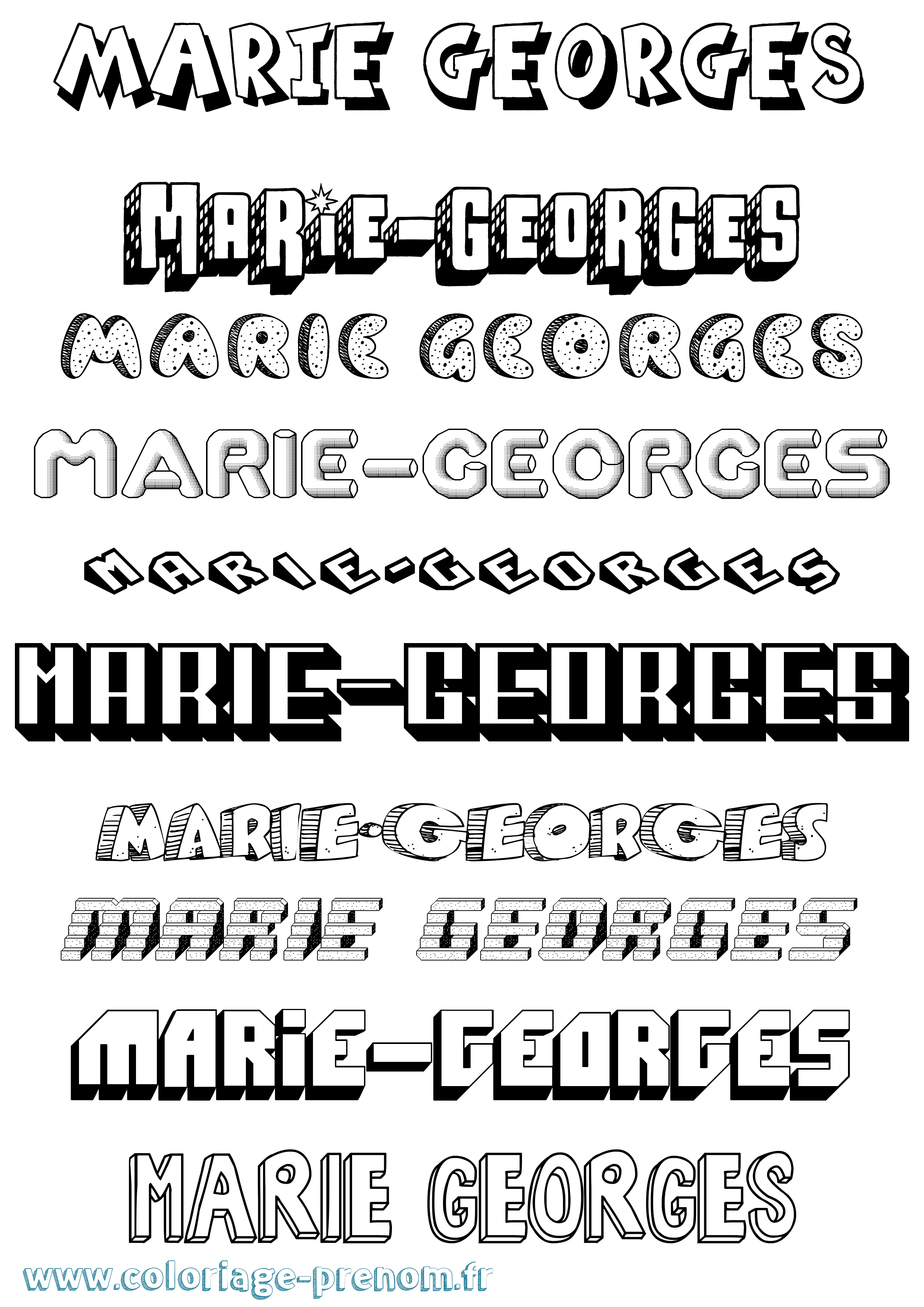 Coloriage Marie-Georges Effet 3D Coloriage prénom Marie-Georges Effet 3D