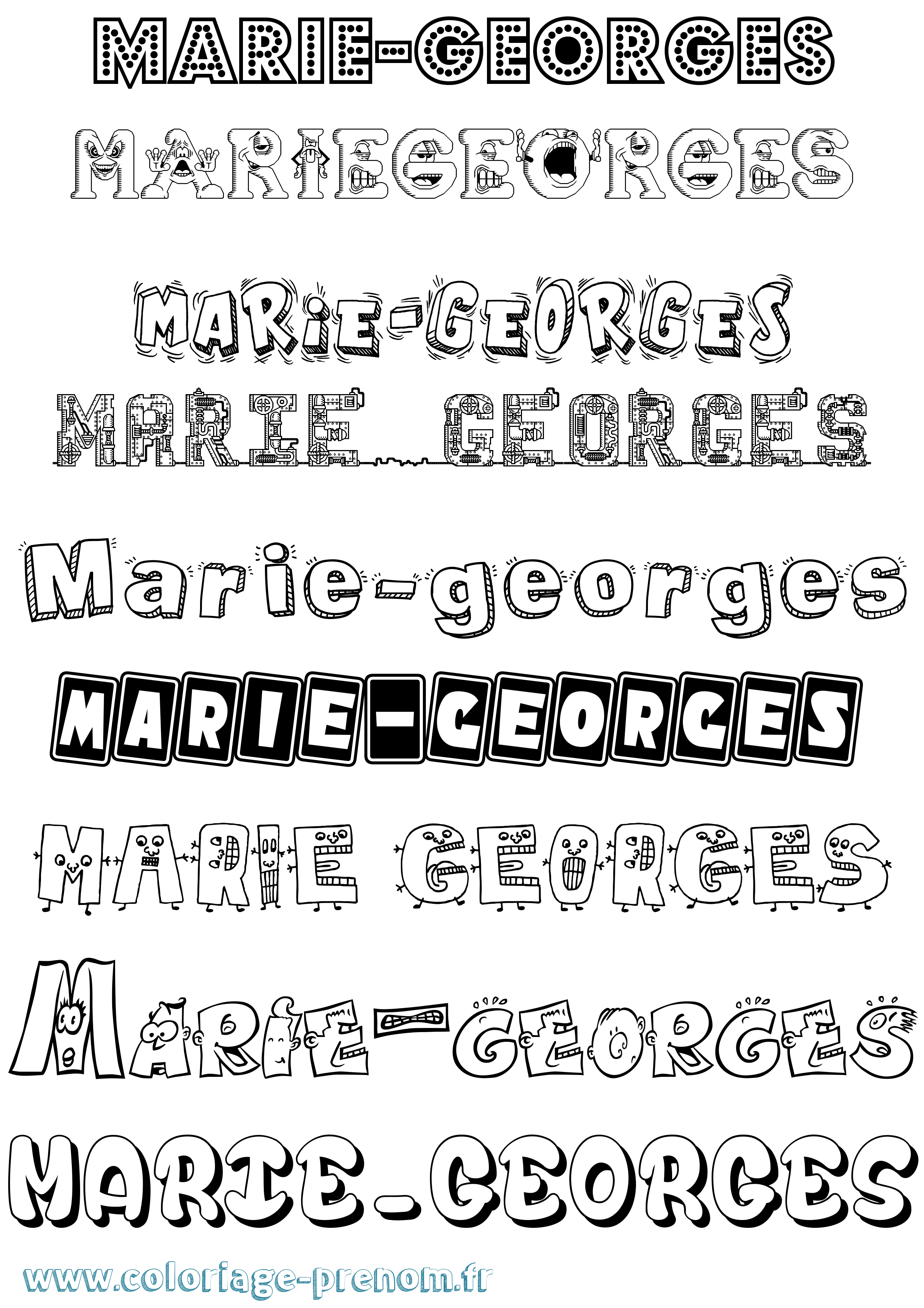 Coloriage Marie-Georges Fun Coloriage prénom Marie-Georges Fun