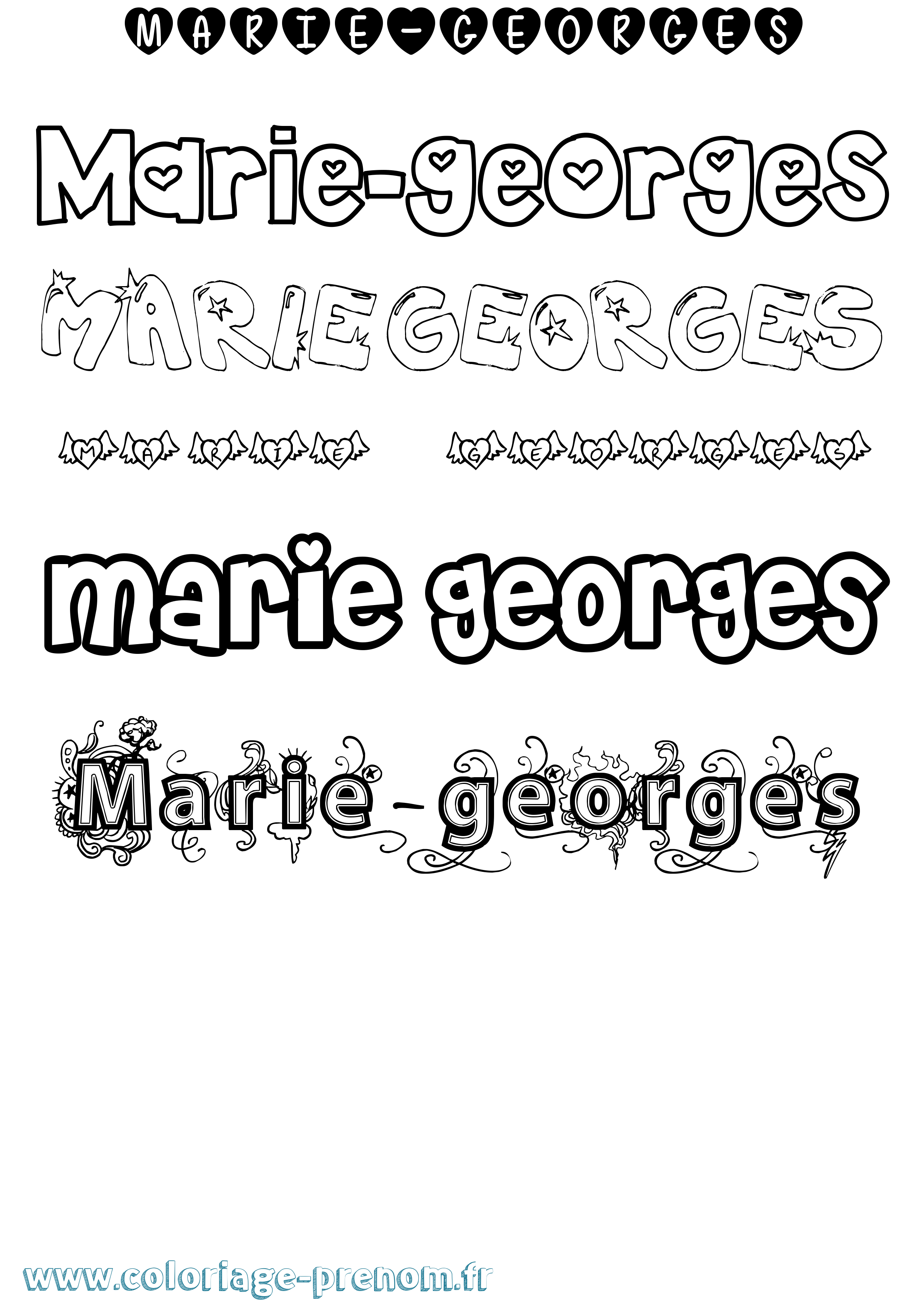 Coloriage Marie-Georges Girly Coloriage prénom Marie-Georges Girly
