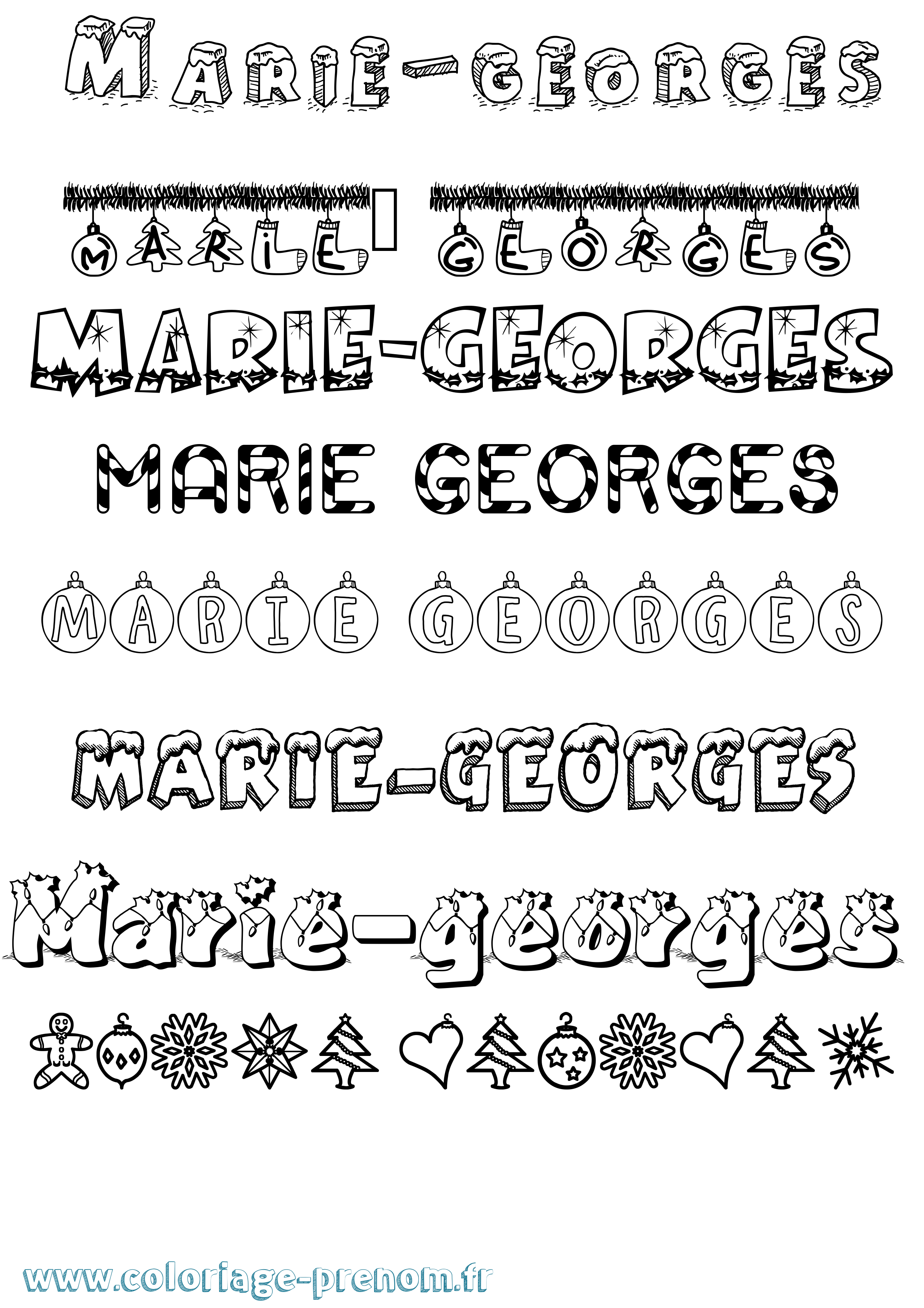 Coloriage Marie-Georges Noël Coloriage prénom Marie-Georges Noël