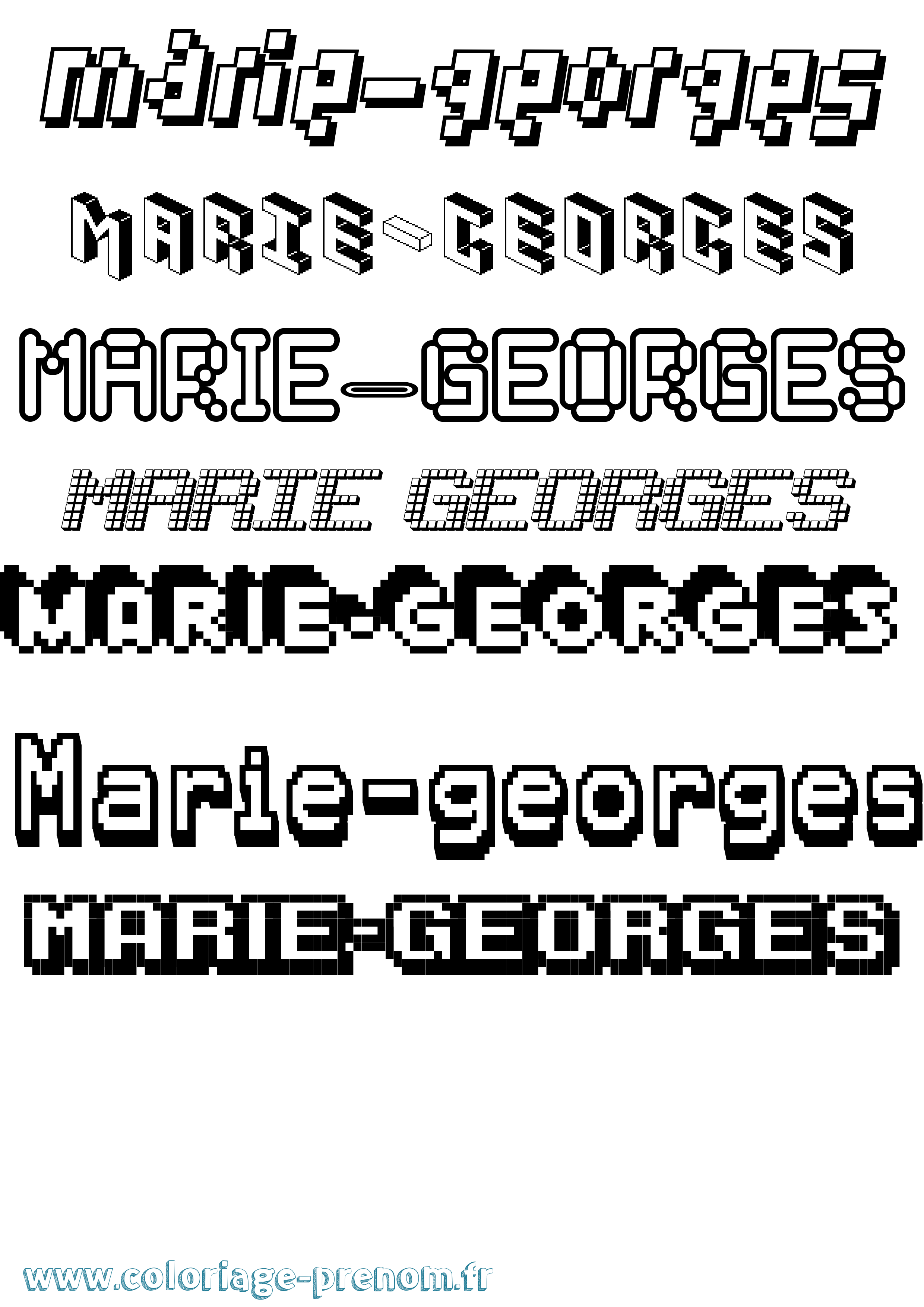 Coloriage Marie-Georges Pixel Coloriage prénom Marie-Georges Pixel