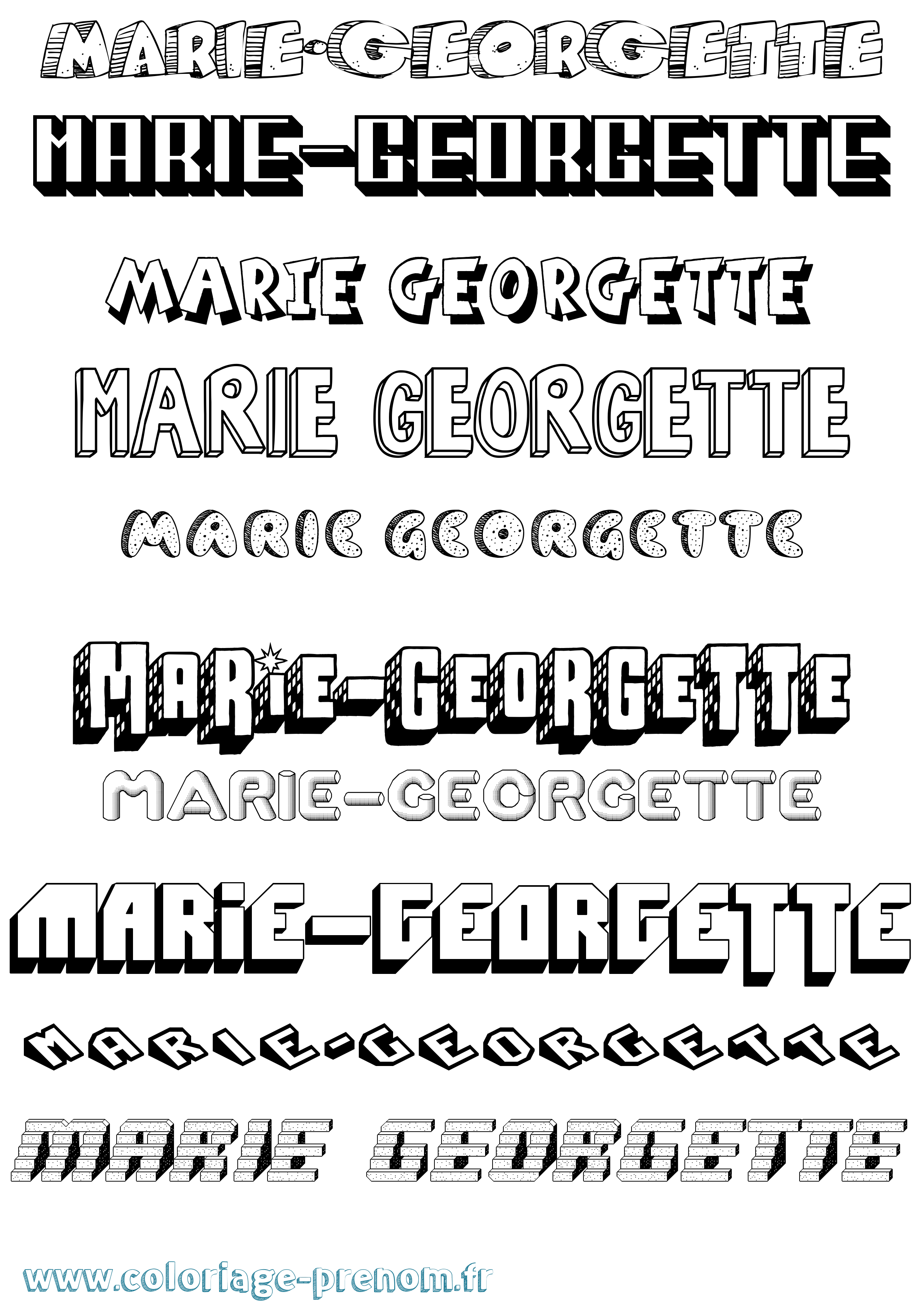 Coloriage Marie-Georgette Effet 3D Coloriage prénom Marie-Georgette Effet 3D