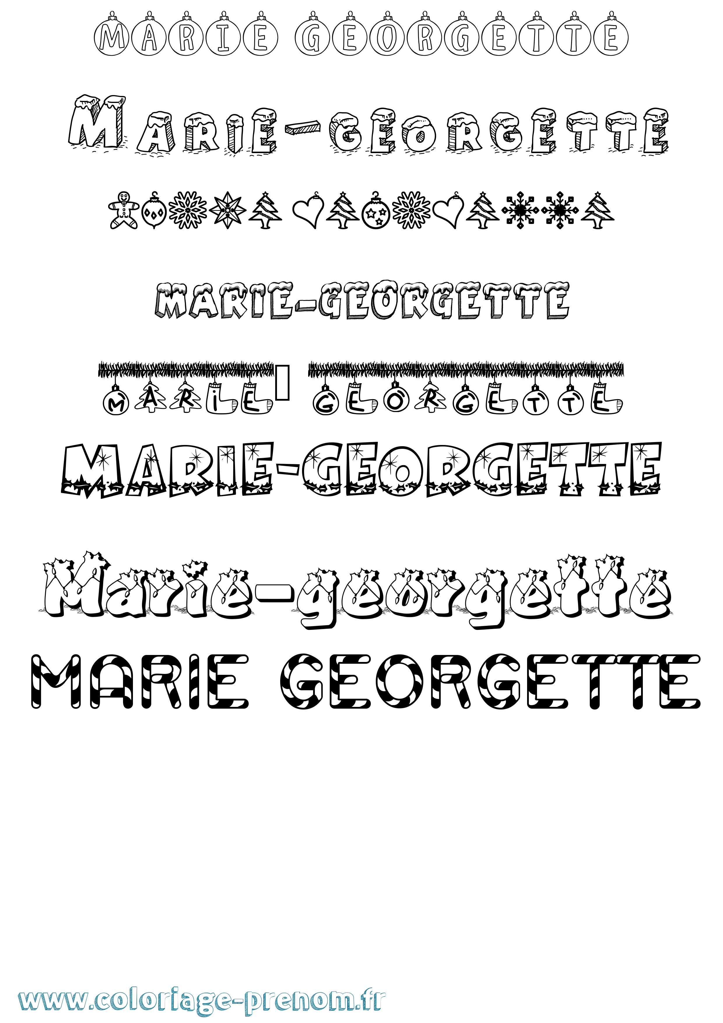 Coloriage Marie-Georgette Noël Coloriage prénom Marie-Georgette Noël