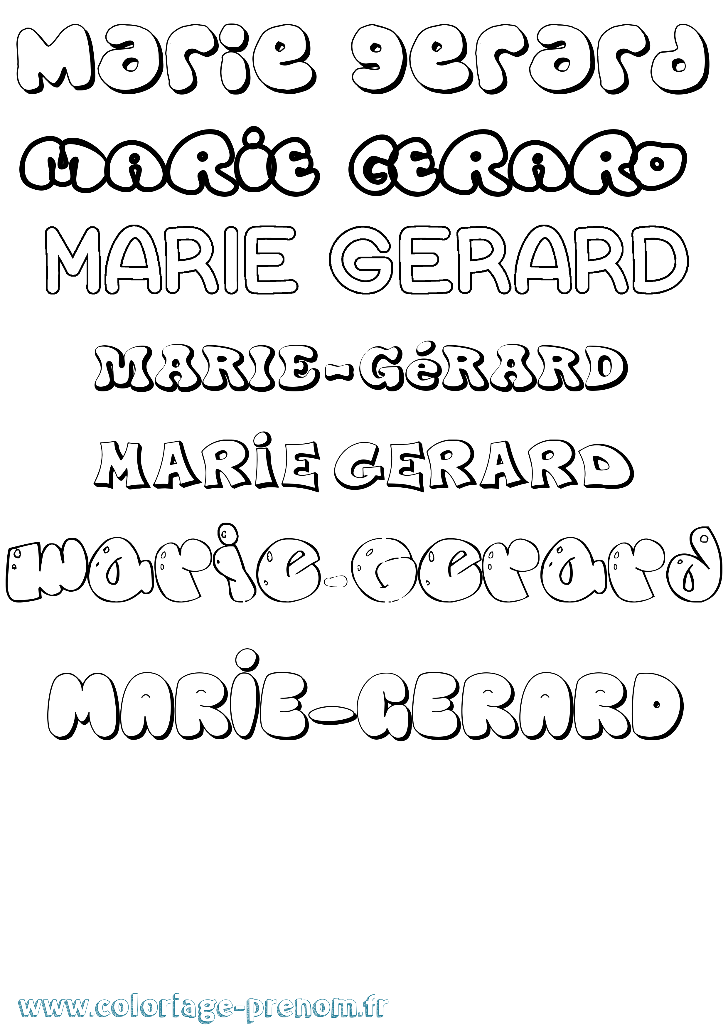 Coloriage Marie-Gérard Bubble Coloriage prénom Marie-Gérard Bubble