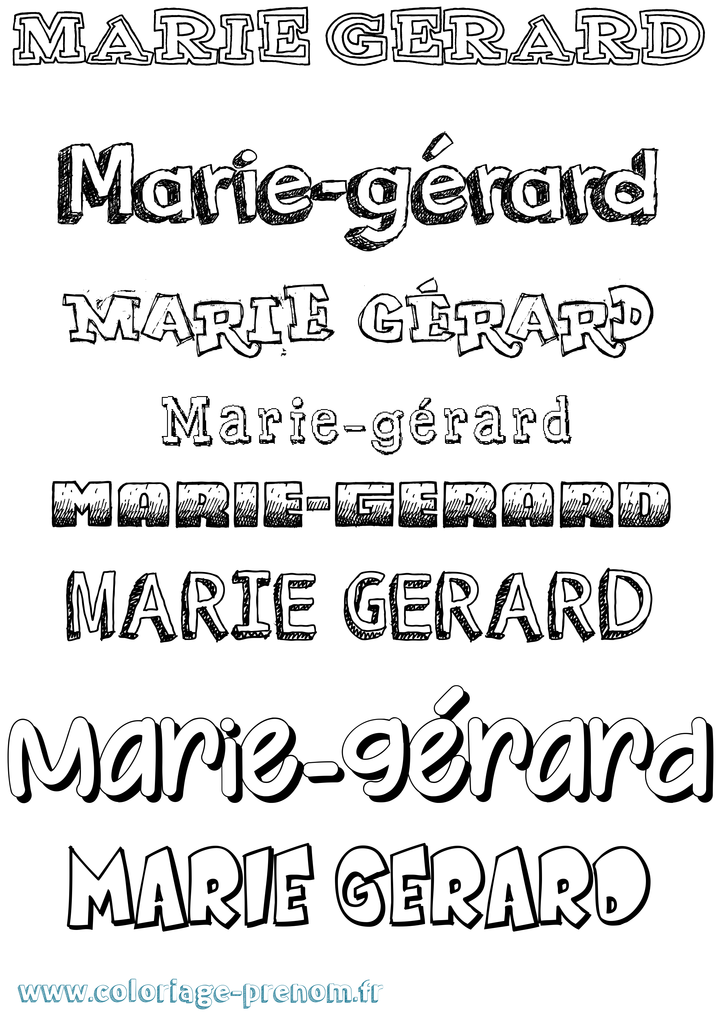 Coloriage Marie-Gérard Dessiné Coloriage prénom Marie-Gérard Dessiné