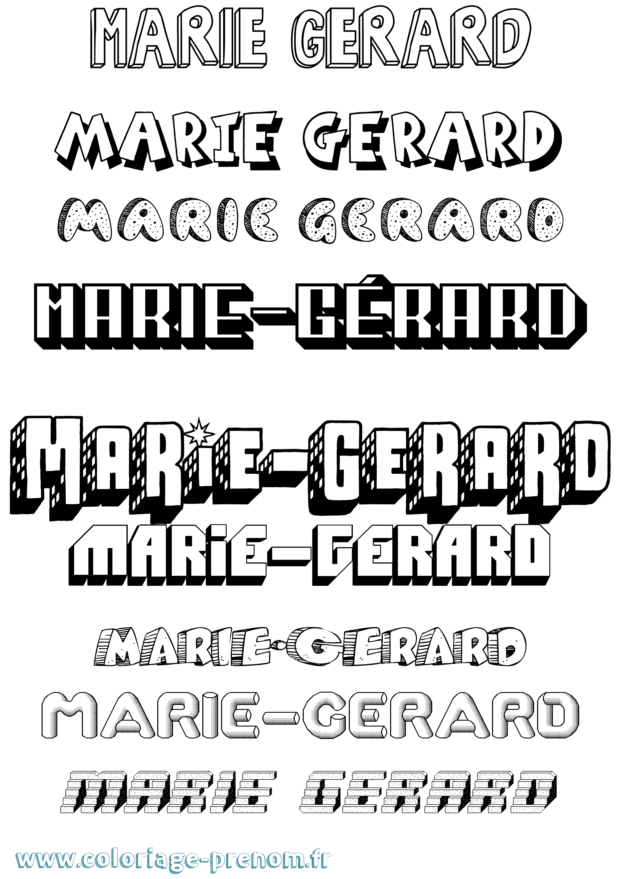 Coloriage Marie-Gérard Effet 3D Coloriage prénom Marie-Gérard Effet 3D