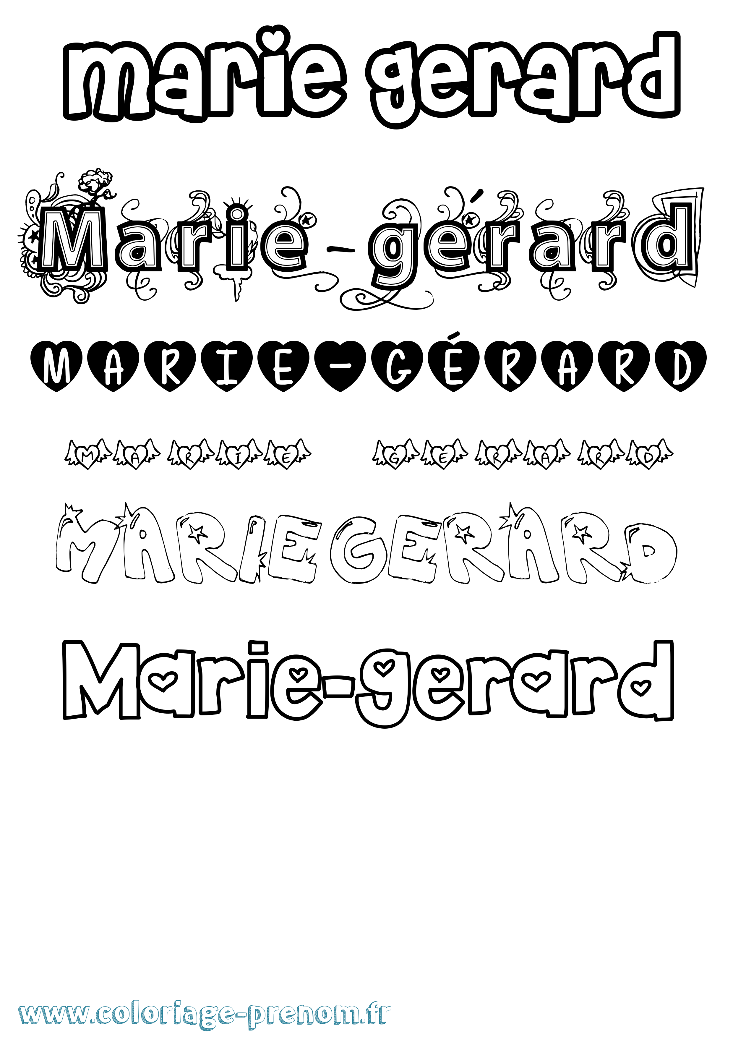 Coloriage Marie-Gérard Girly Coloriage prénom Marie-Gérard Girly