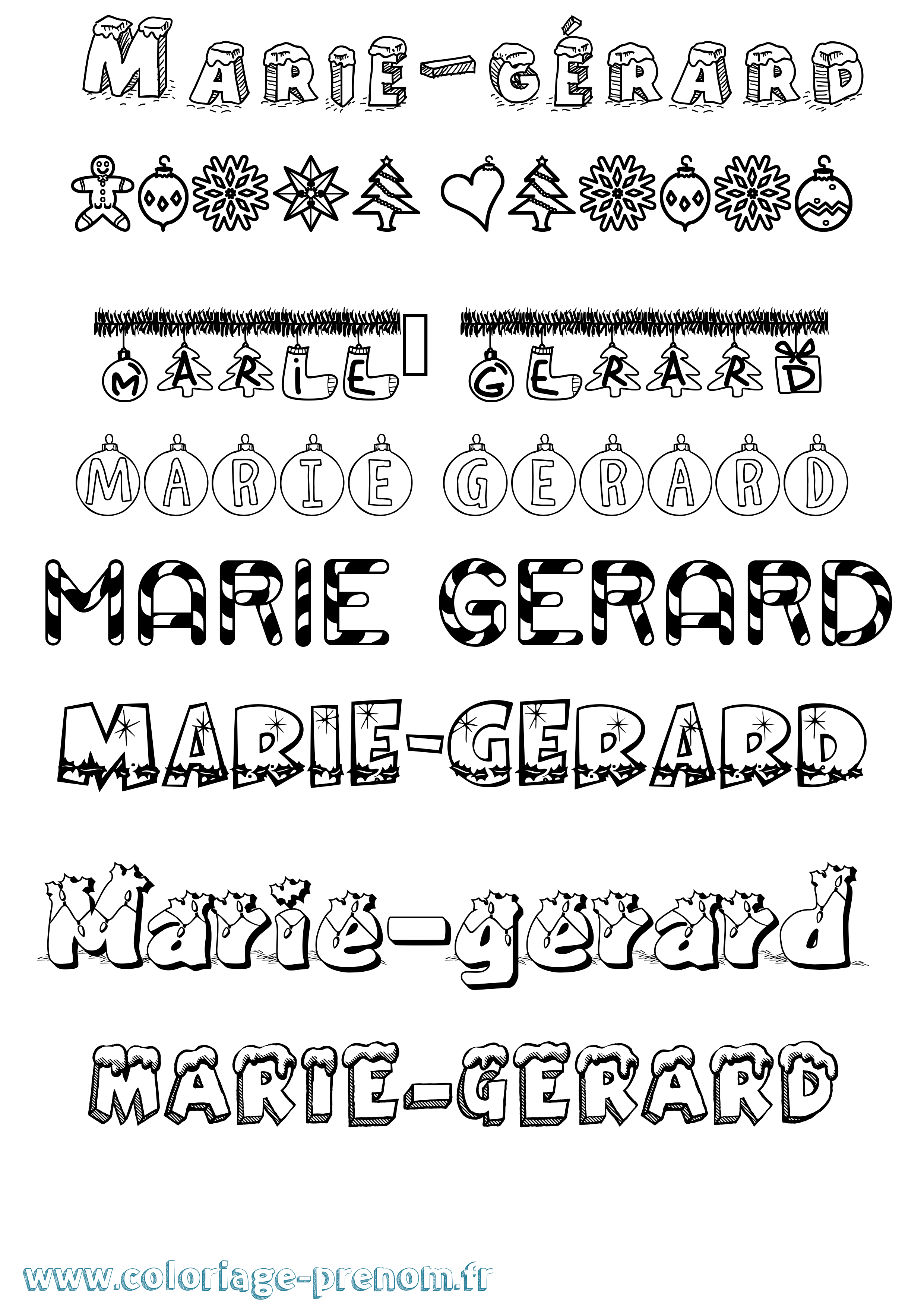 Coloriage Marie-Gérard Noël Coloriage prénom Marie-Gérard Noël