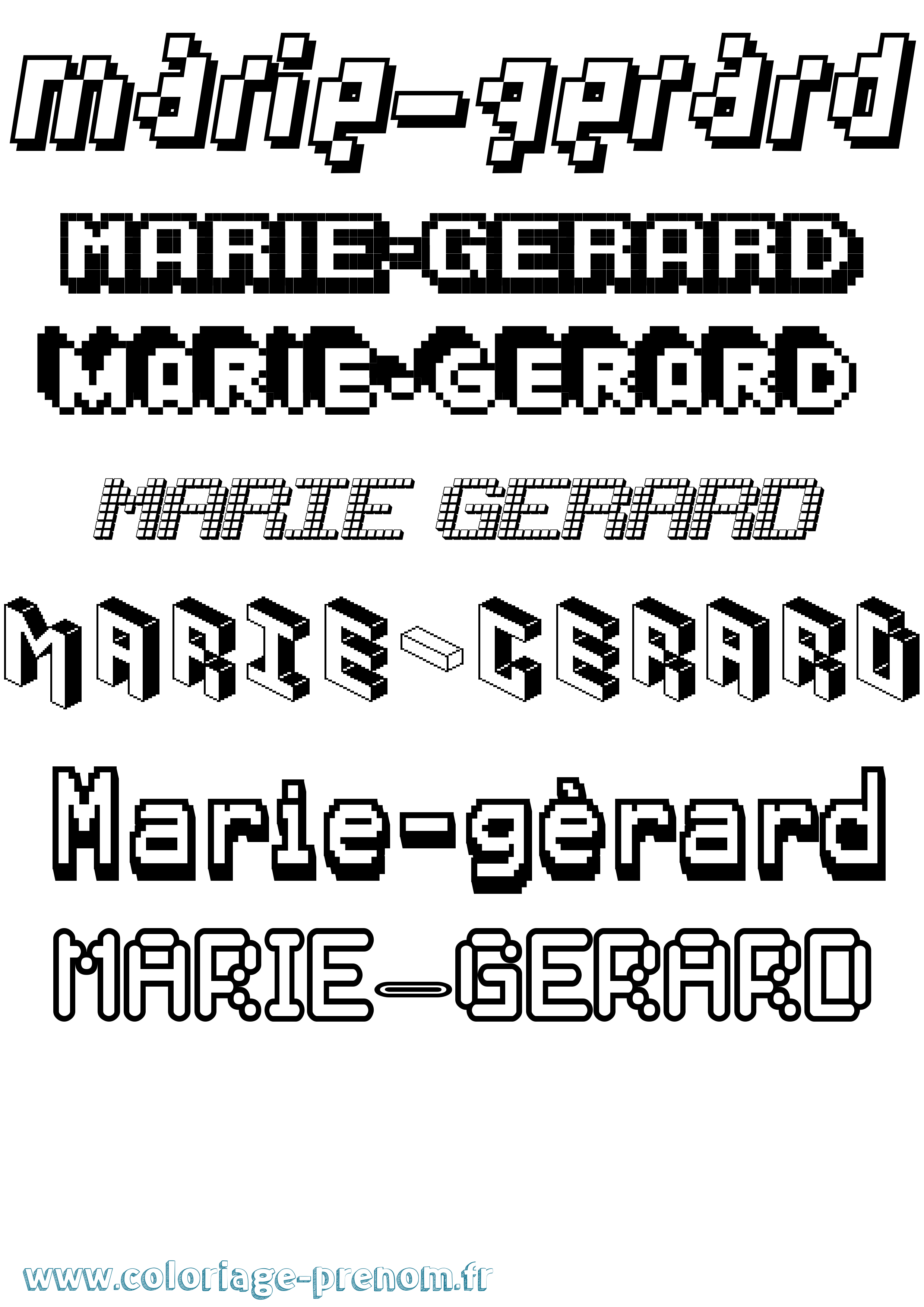 Coloriage Marie-Gérard Pixel Coloriage prénom Marie-Gérard Pixel