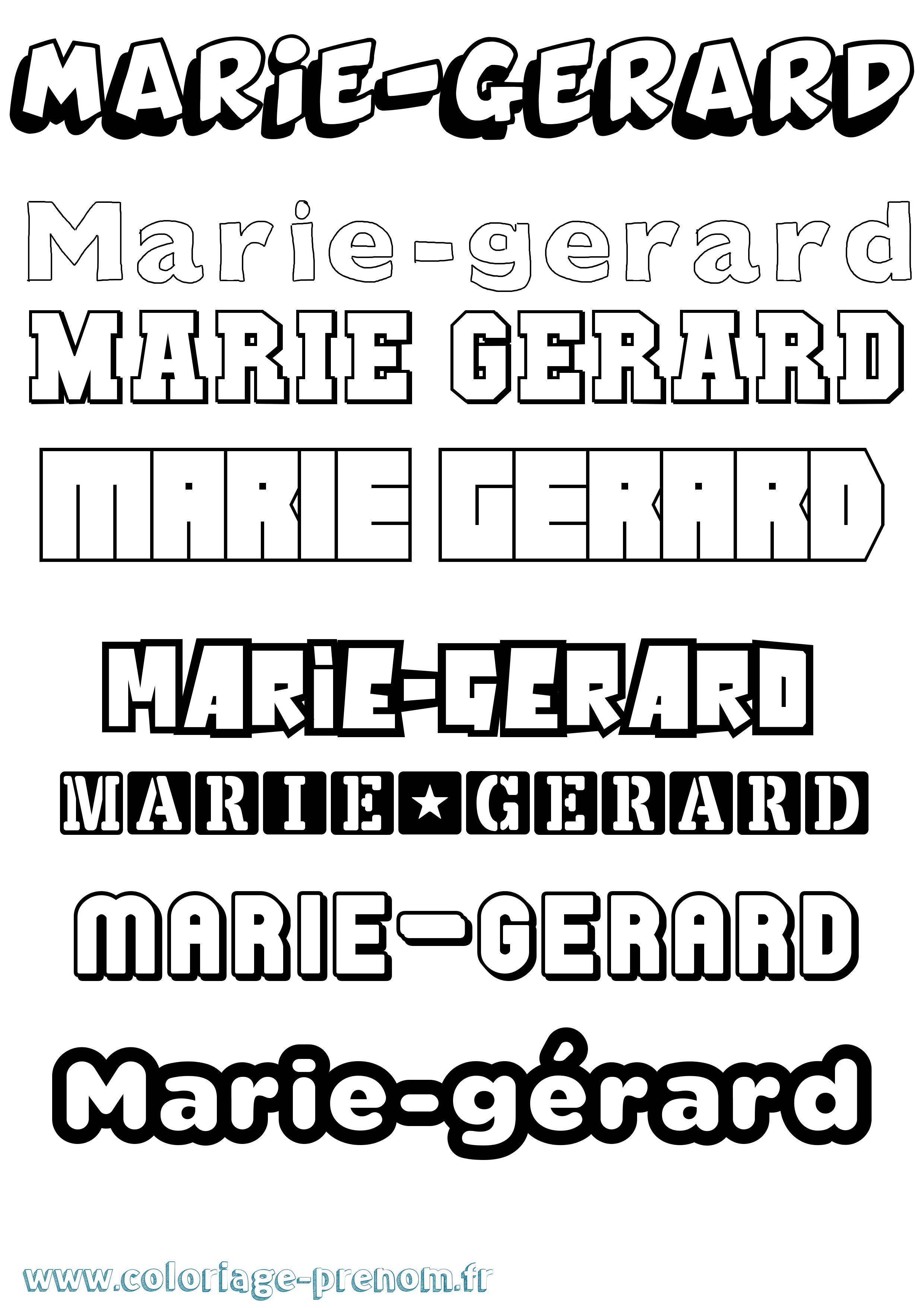 Coloriage Marie-Gérard Simple Coloriage prénom Marie-Gérard Simple