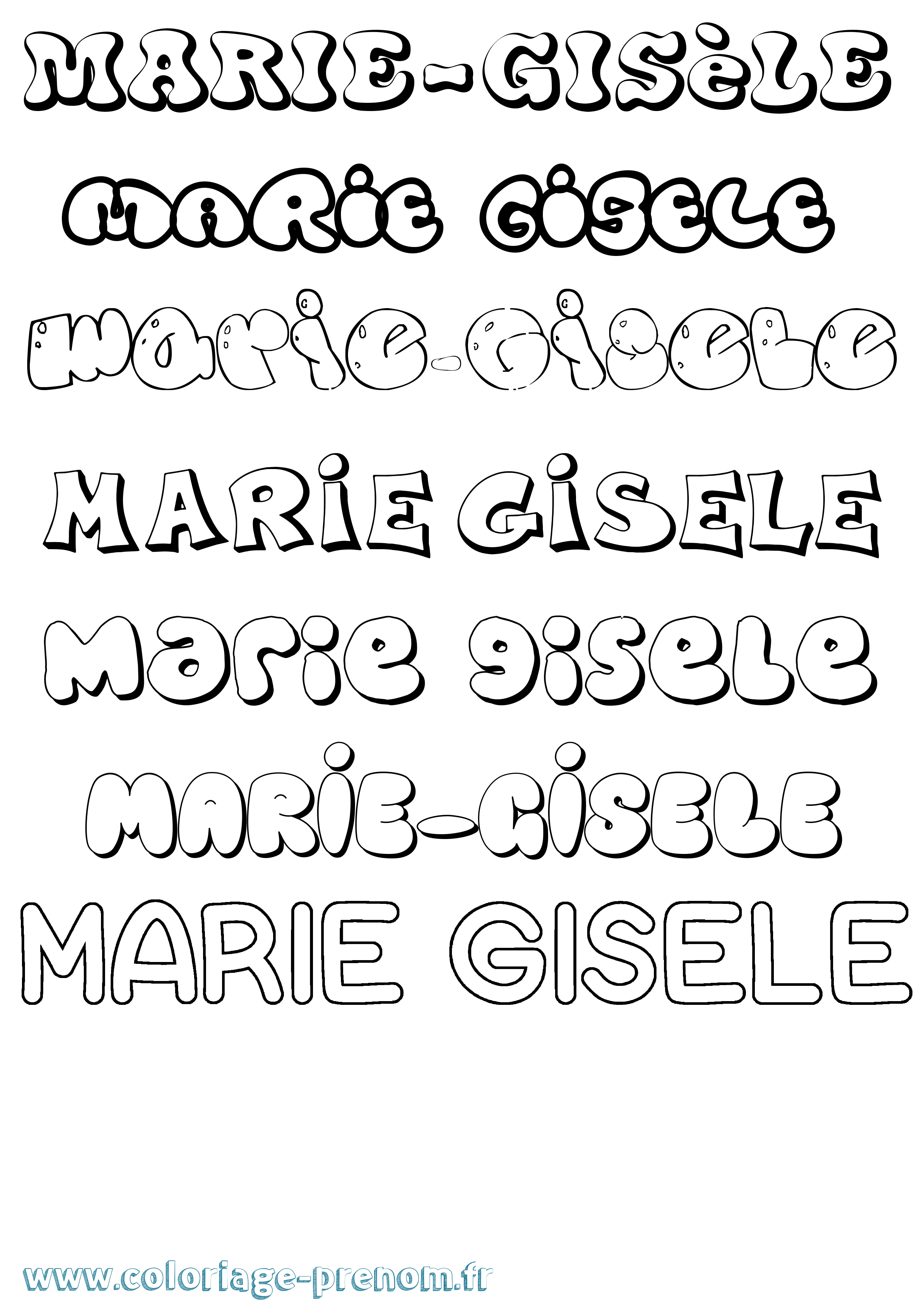 Coloriage Marie-Gisèle Bubble Coloriage prénom Marie-Gisèle Bubble