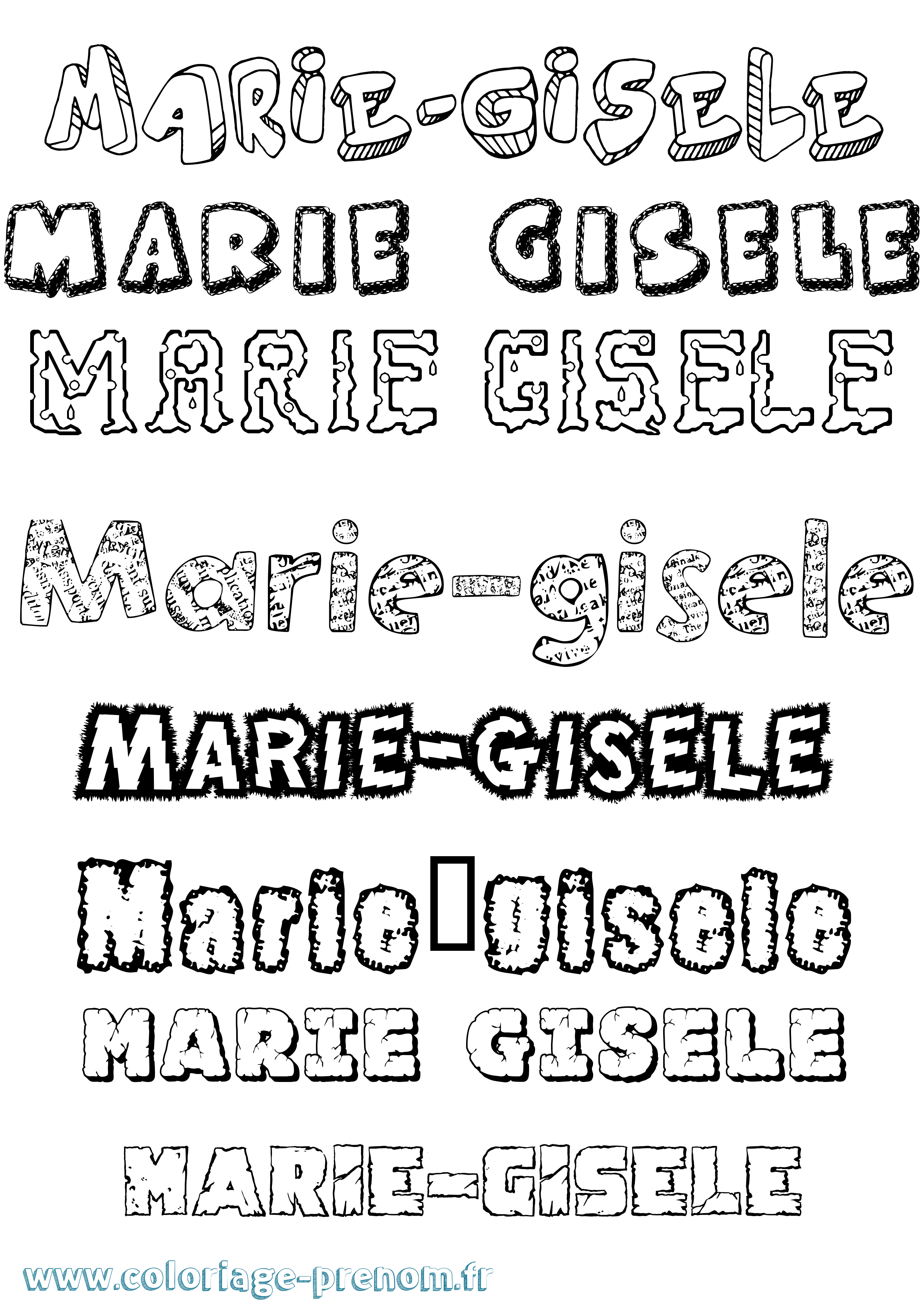 Coloriage Marie-Gisèle Destructuré Coloriage prénom Marie-Gisèle Destructuré
