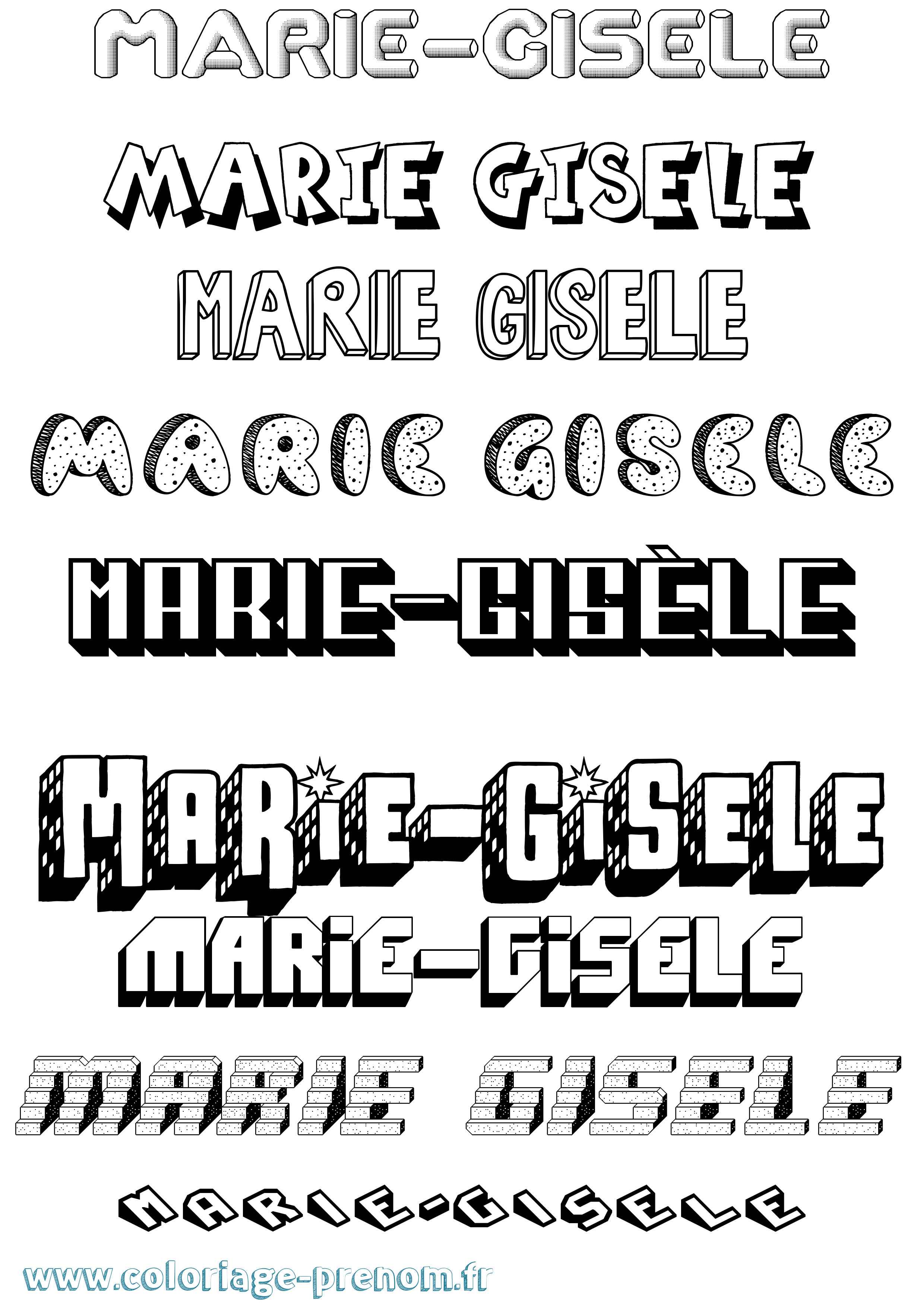 Coloriage Marie-Gisèle Effet 3D Coloriage prénom Marie-Gisèle Effet 3D