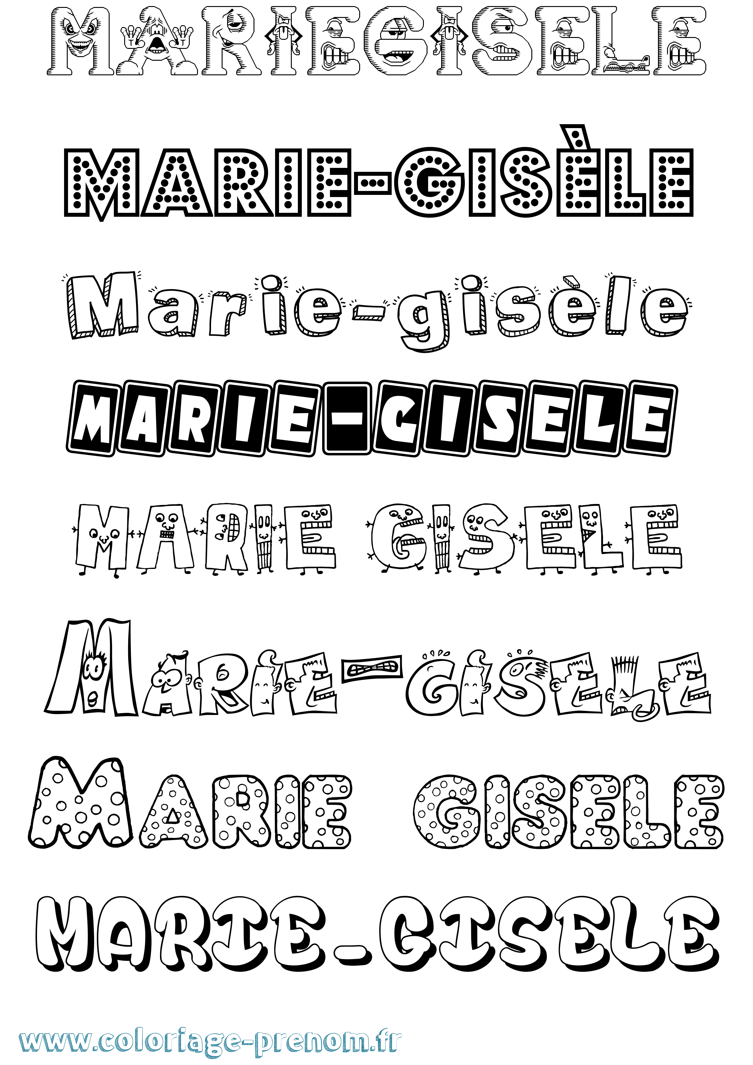 Coloriage Marie-Gisèle Fun Coloriage prénom Marie-Gisèle Fun
