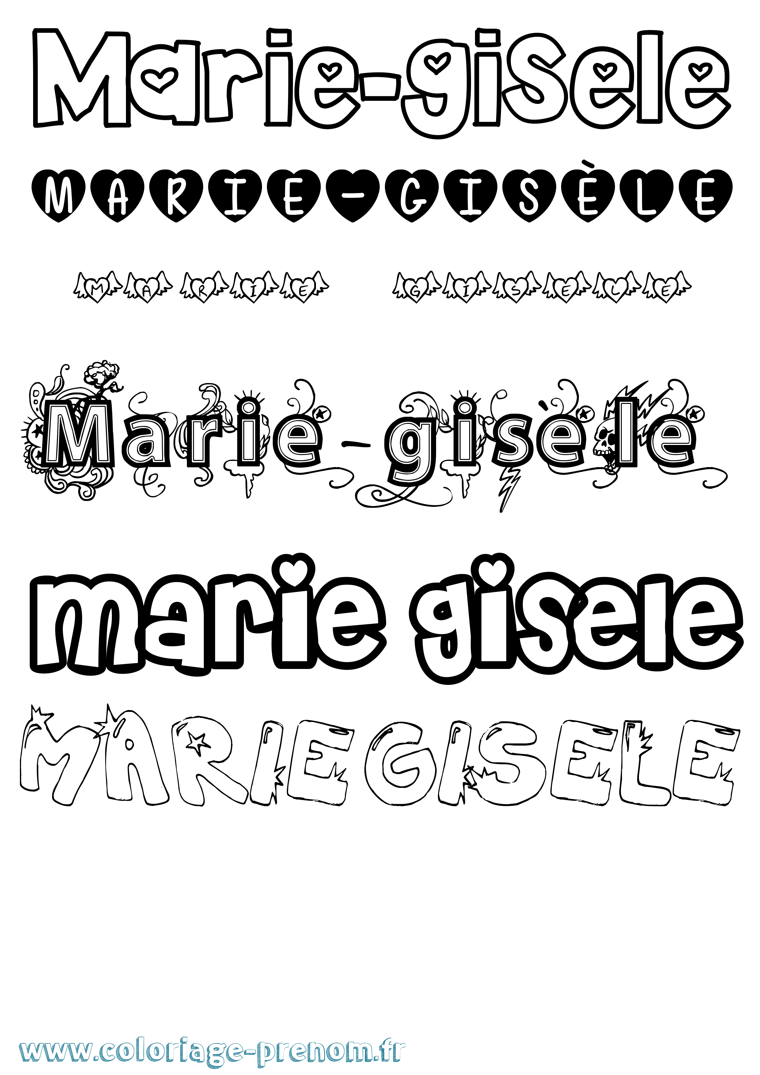 Coloriage Marie-Gisèle Girly Coloriage prénom Marie-Gisèle Girly