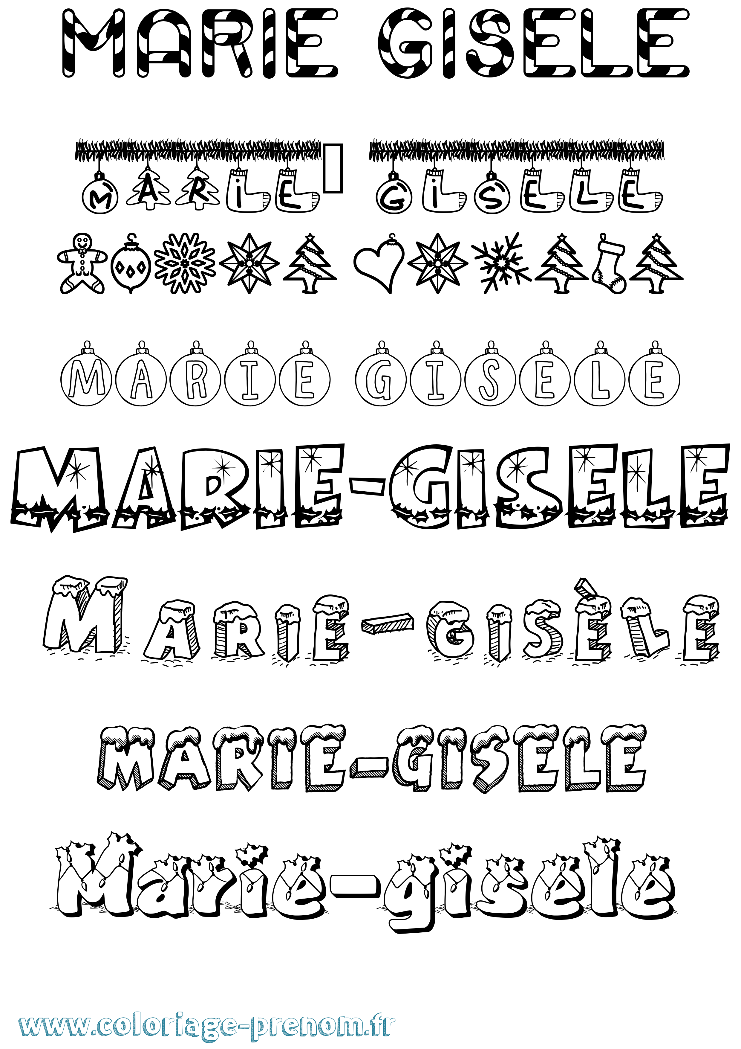 Coloriage Marie-Gisèle Noël Coloriage prénom Marie-Gisèle Noël