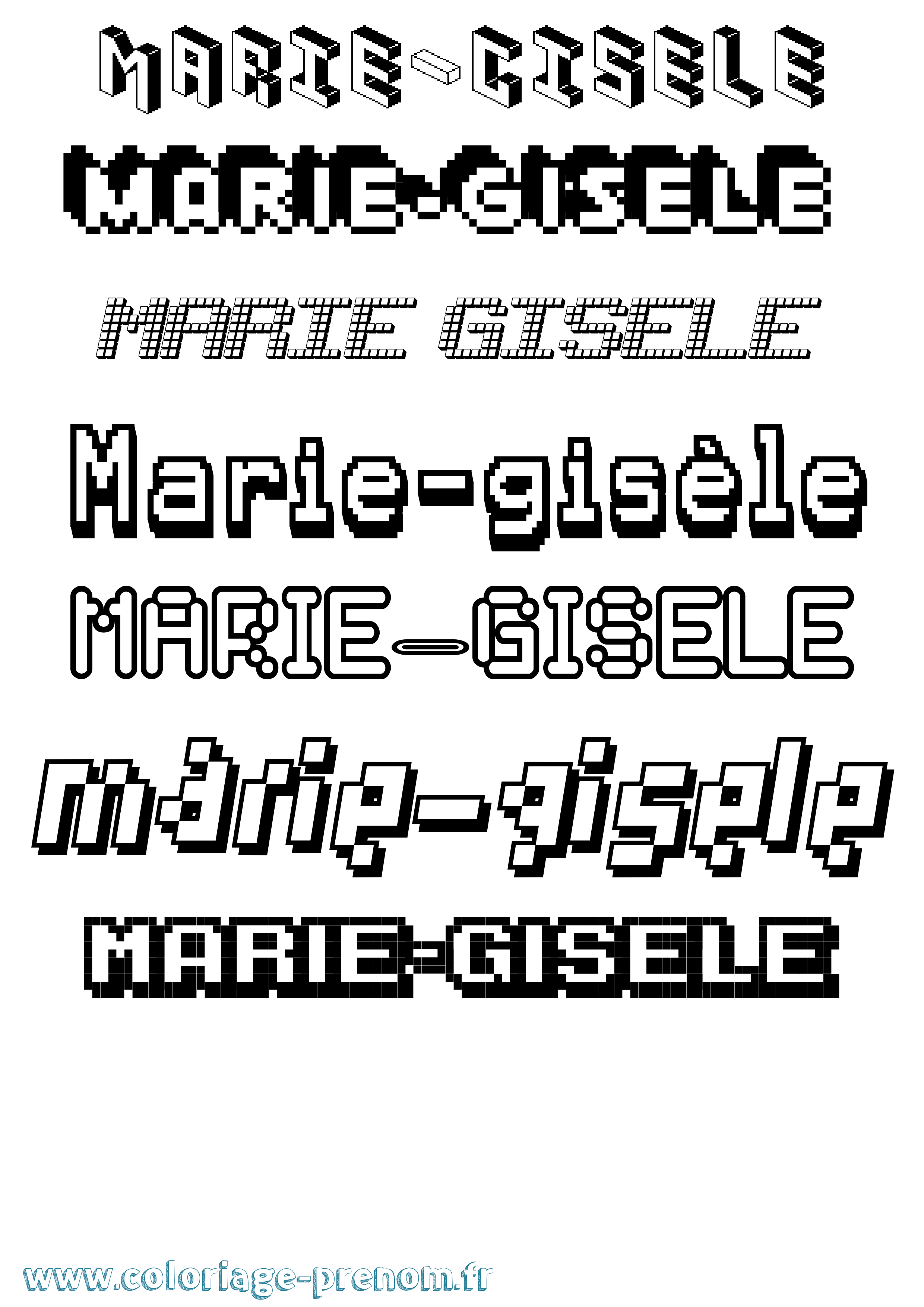 Coloriage Marie-Gisèle Pixel Coloriage prénom Marie-Gisèle Pixel