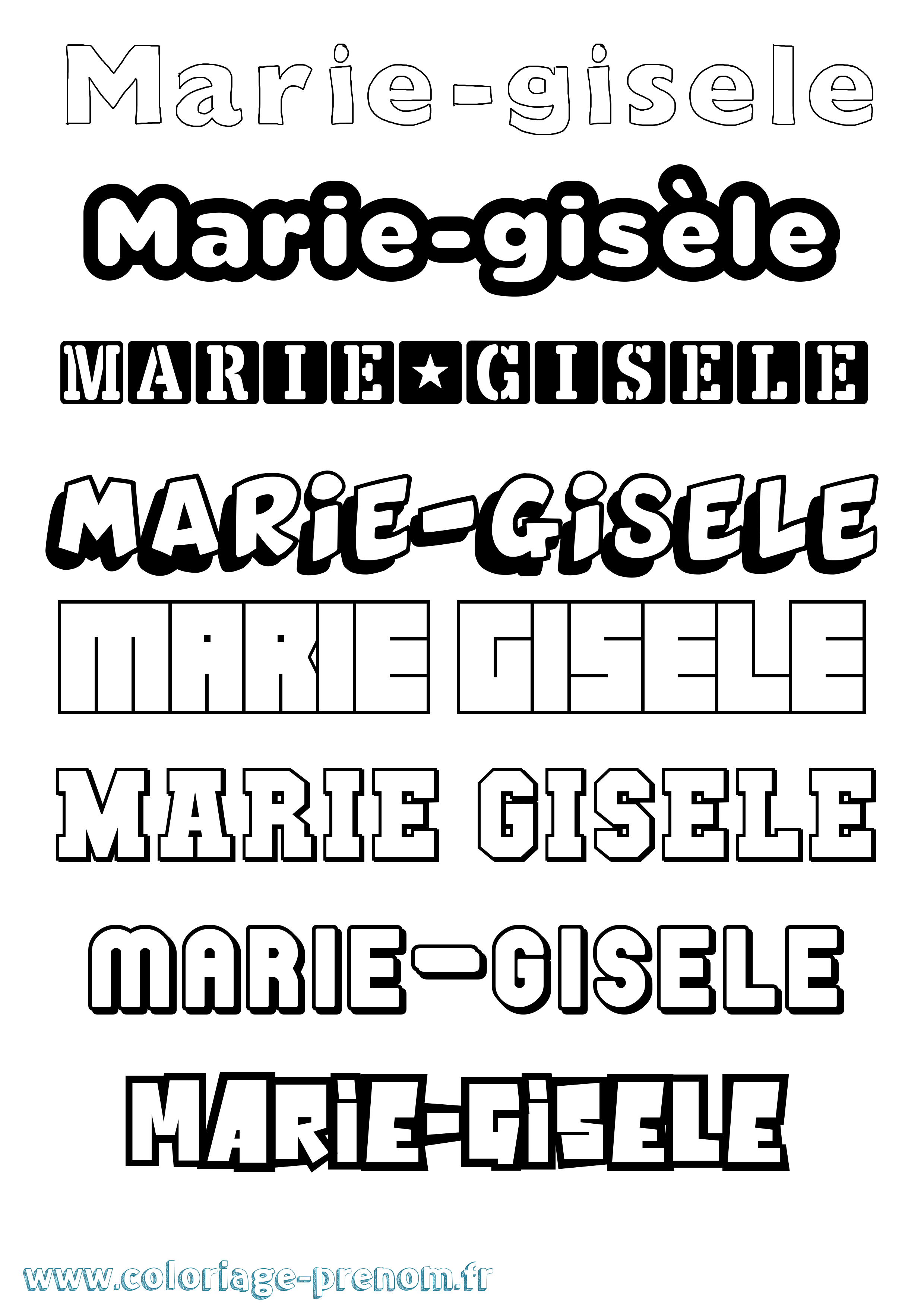 Coloriage Marie-Gisèle Simple Coloriage prénom Marie-Gisèle Simple