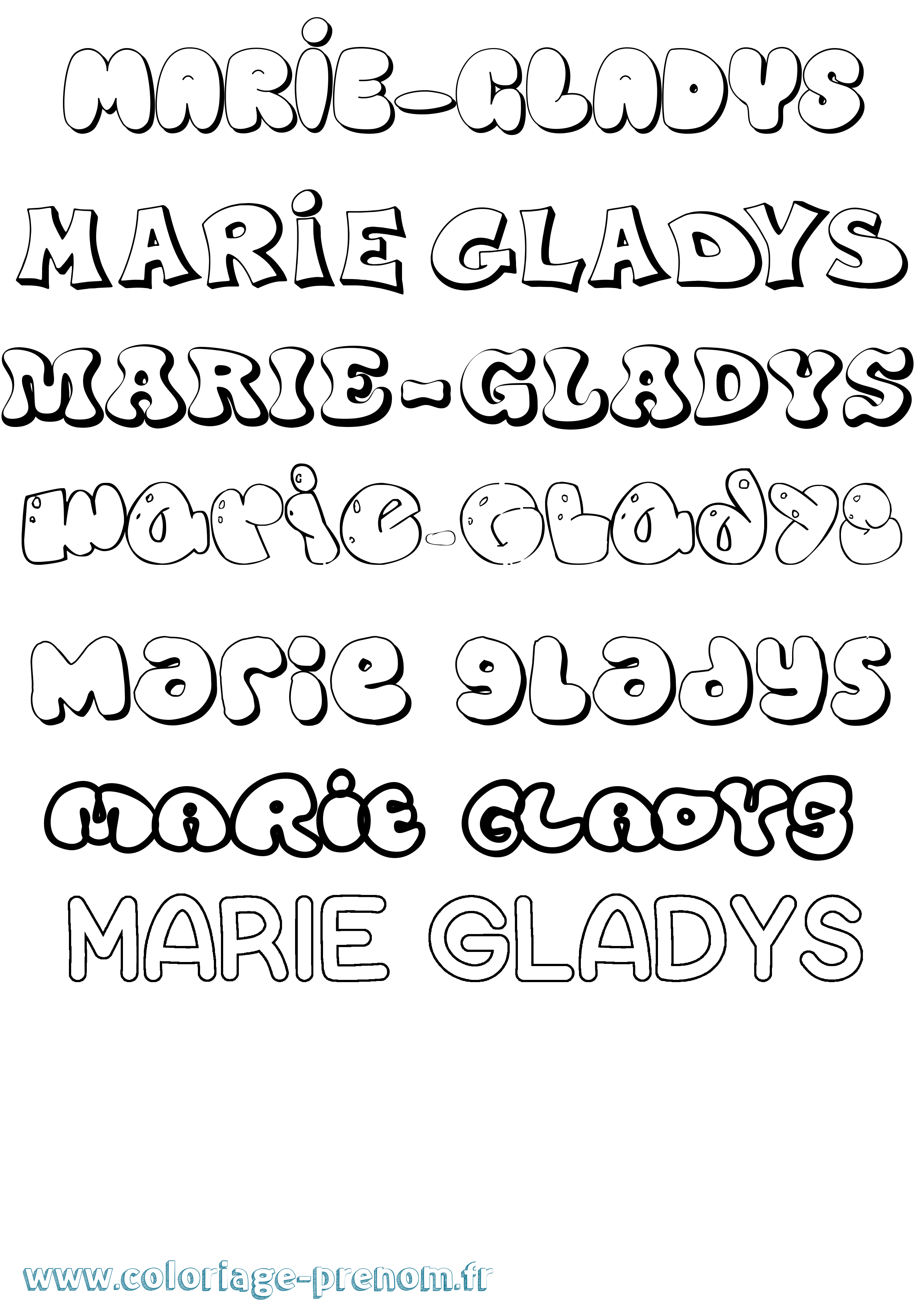 Coloriage Marie-Gladys Bubble Coloriage prénom Marie-Gladys Bubble