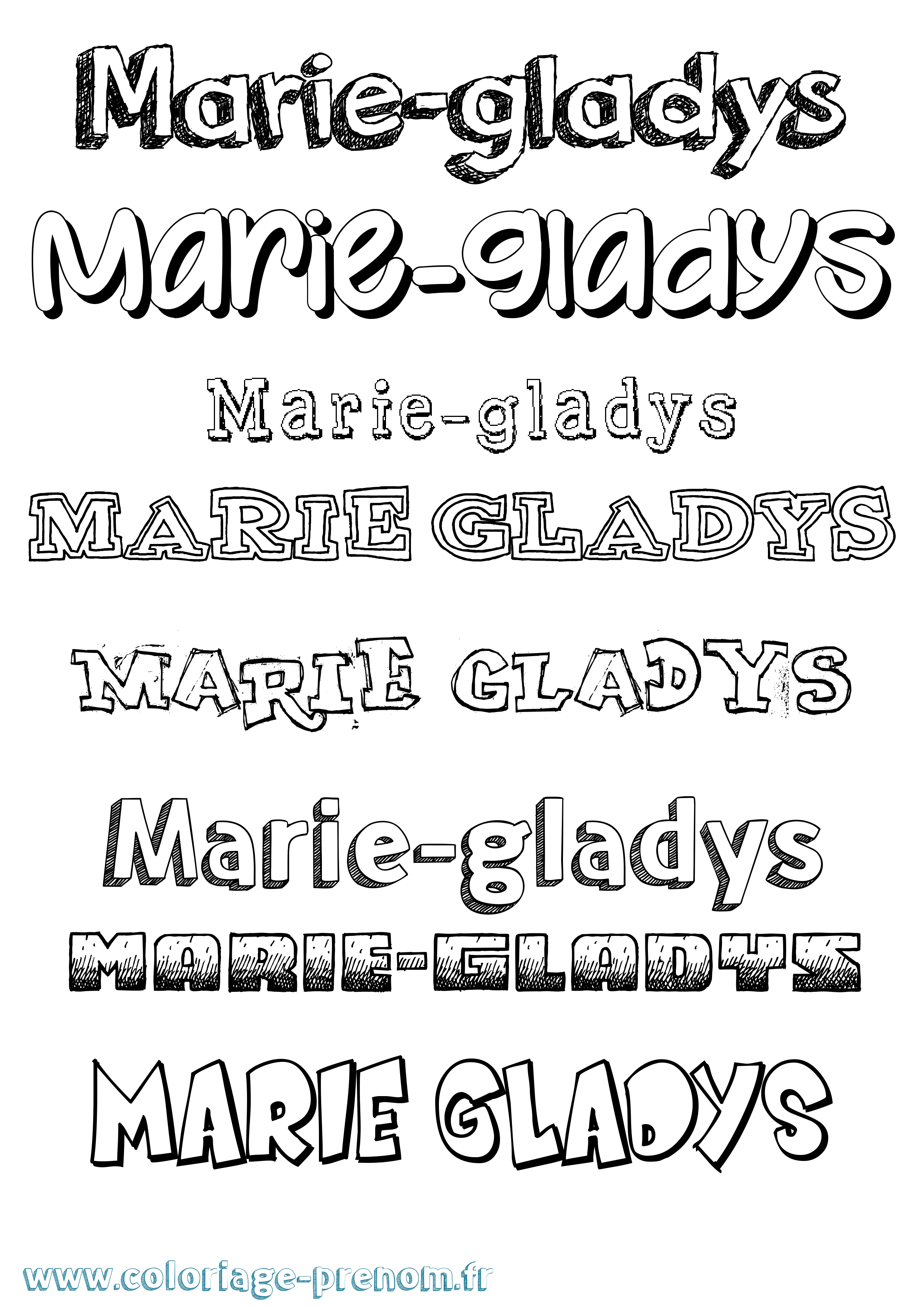 Coloriage Marie-Gladys Dessiné Coloriage prénom Marie-Gladys Dessiné
