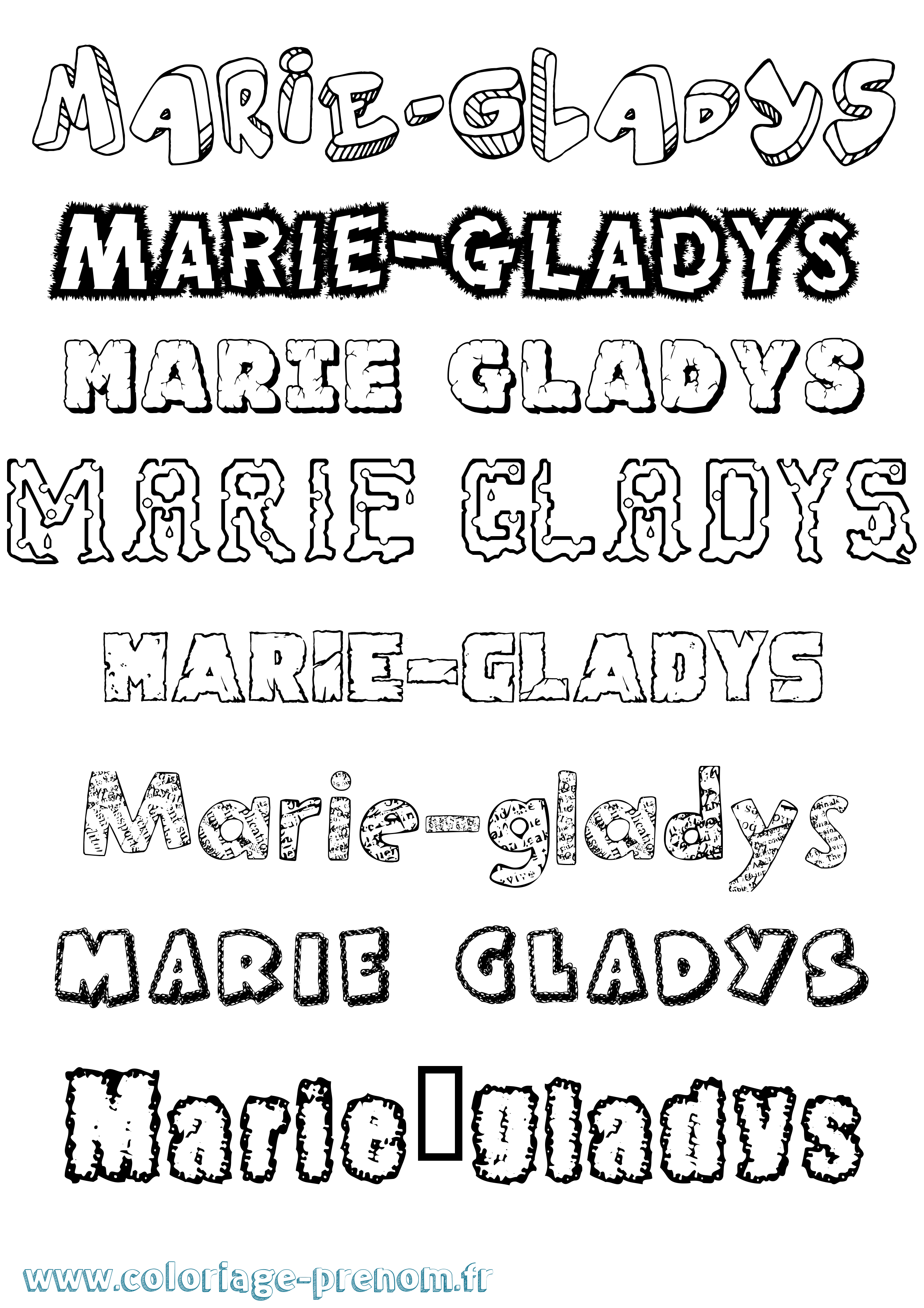 Coloriage Marie-Gladys Destructuré Coloriage prénom Marie-Gladys Destructuré