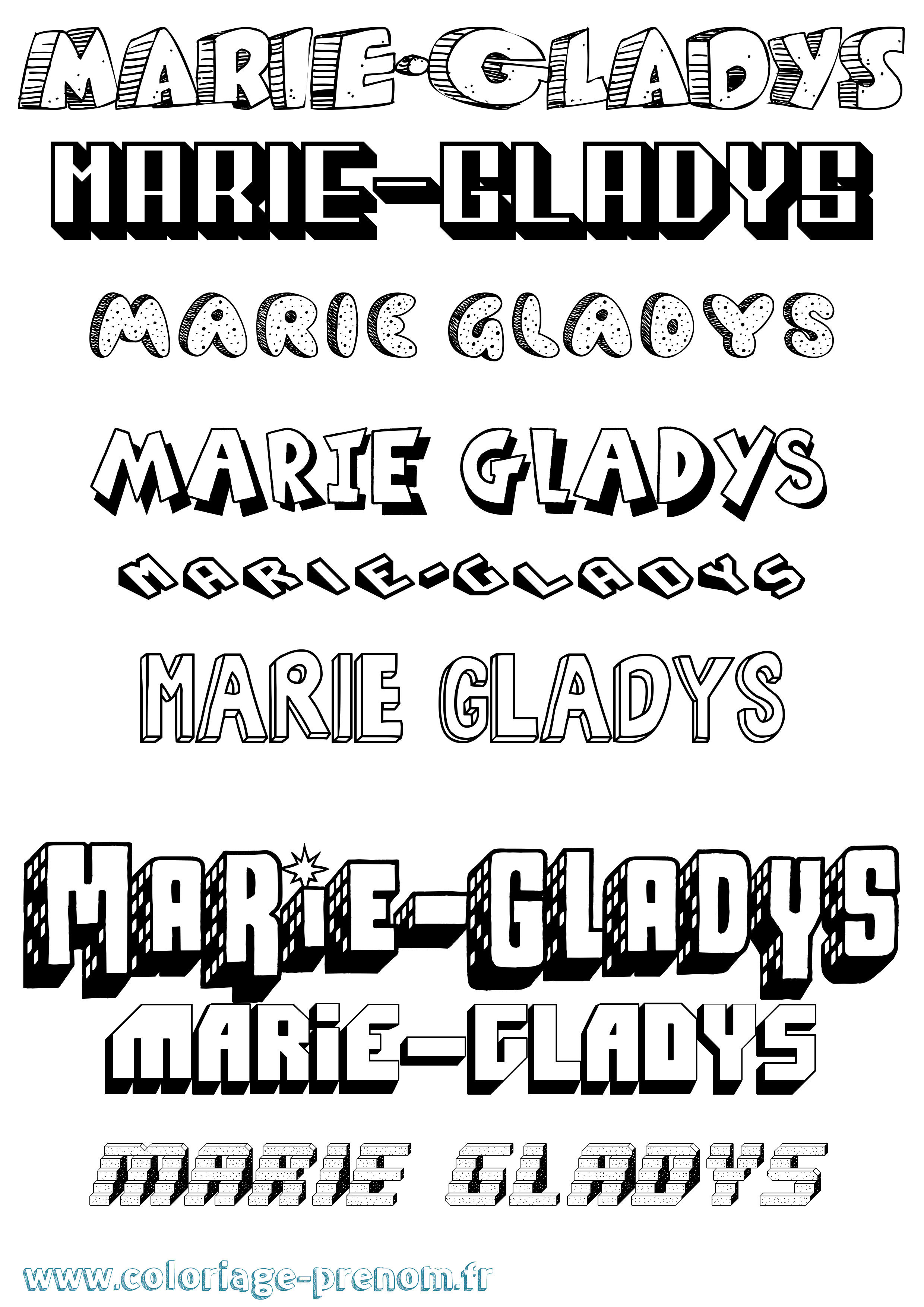 Coloriage Marie-Gladys Effet 3D Coloriage prénom Marie-Gladys Effet 3D