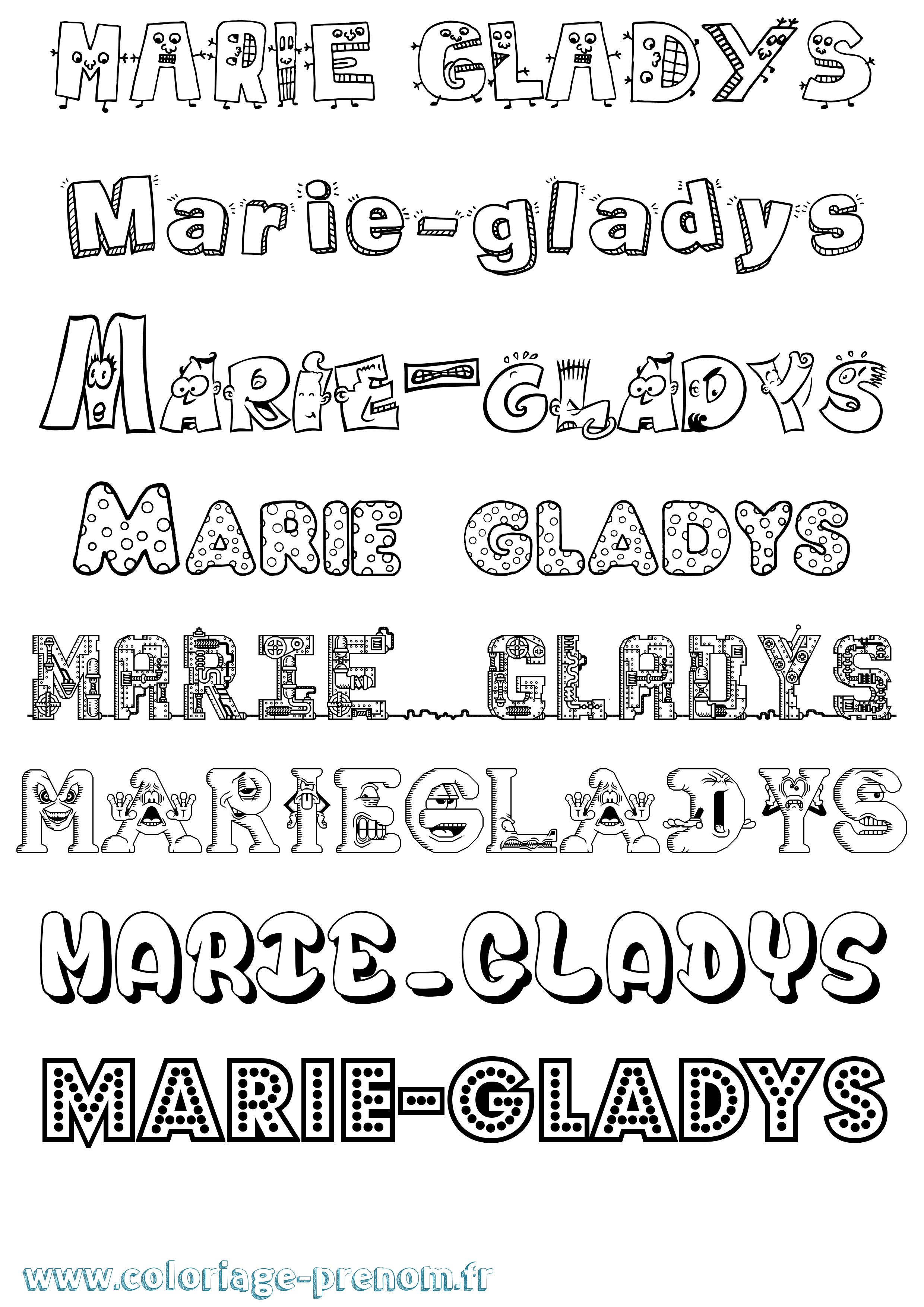Coloriage Marie-Gladys Fun Coloriage prénom Marie-Gladys Fun