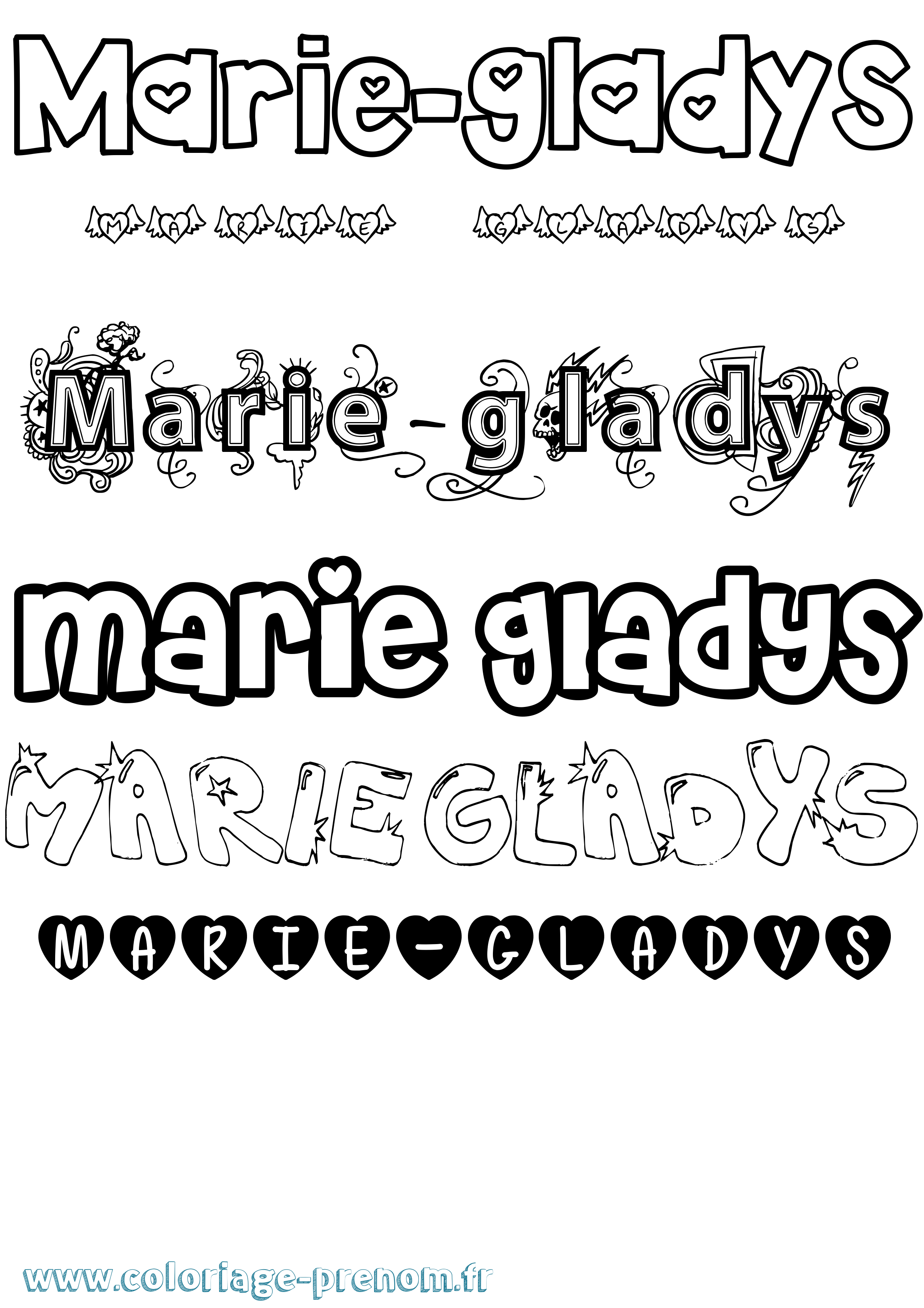 Coloriage Marie-Gladys Girly Coloriage prénom Marie-Gladys Girly