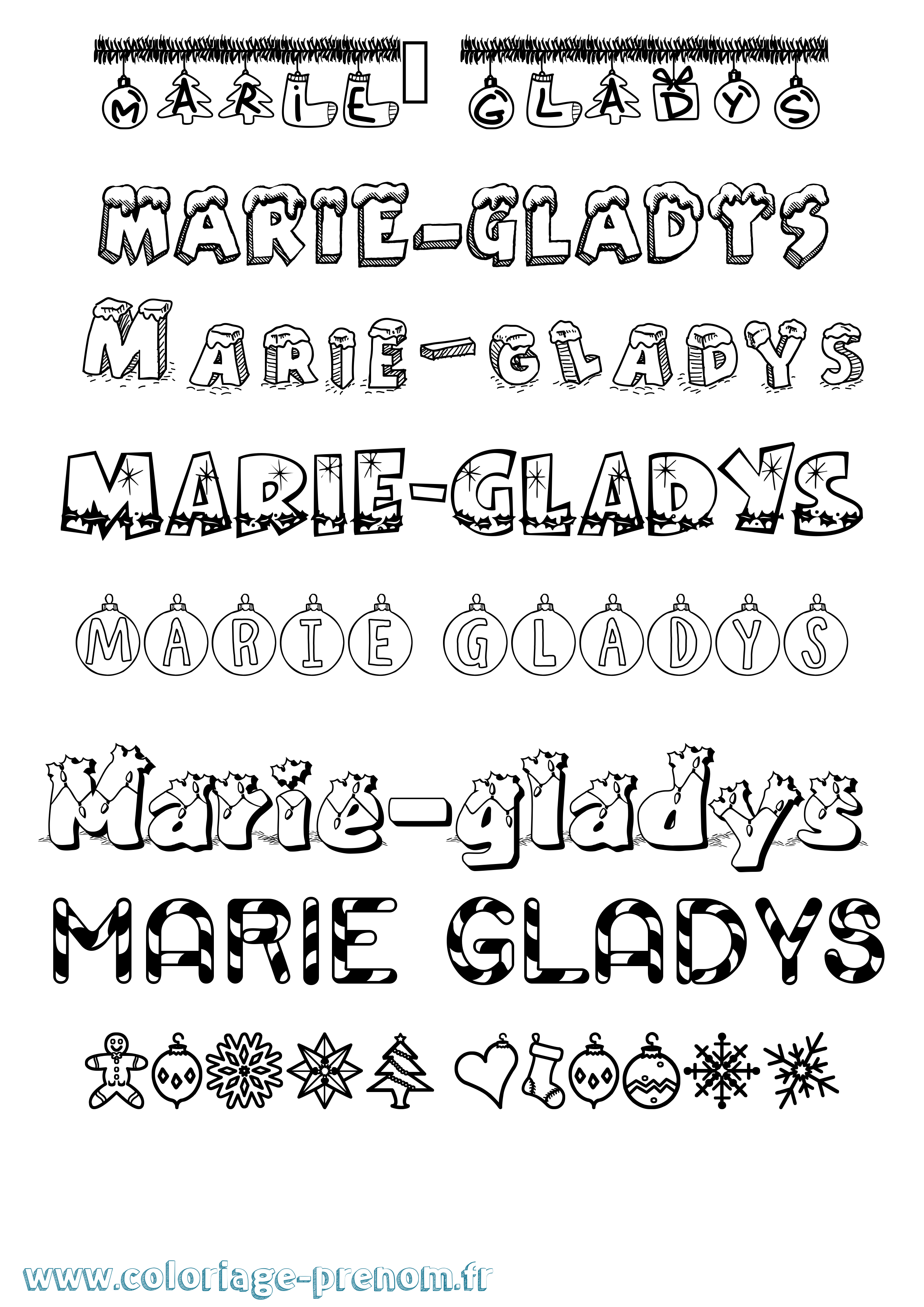 Coloriage Marie-Gladys Noël Coloriage prénom Marie-Gladys Noël