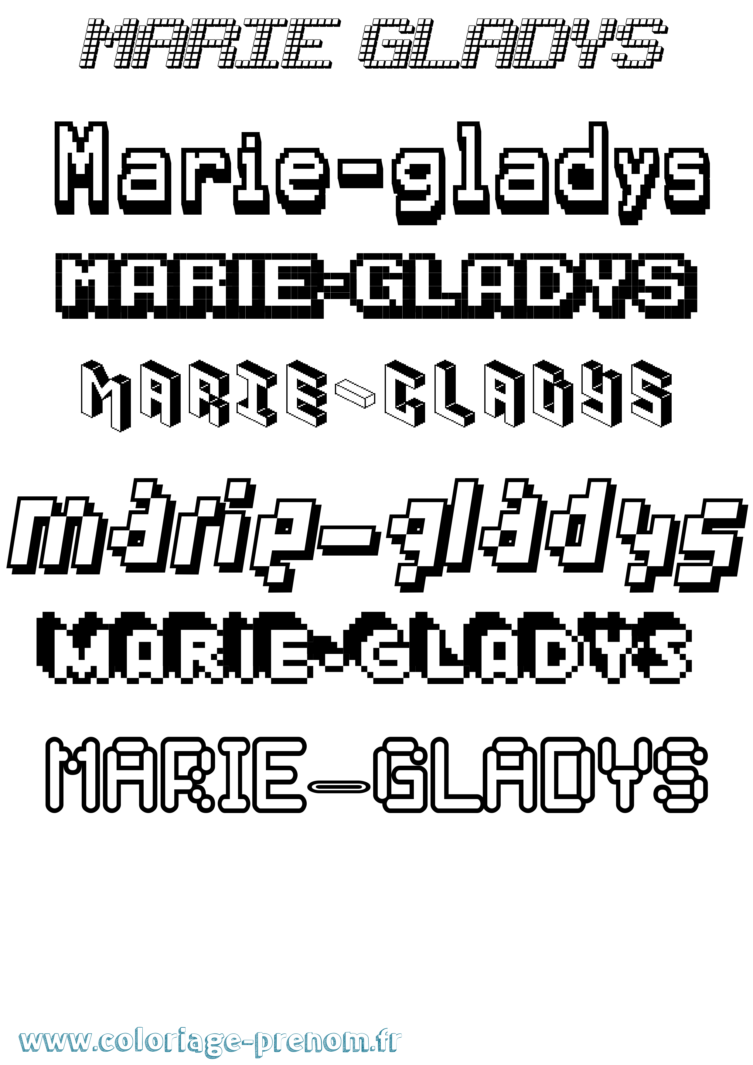 Coloriage Marie-Gladys Pixel Coloriage prénom Marie-Gladys Pixel