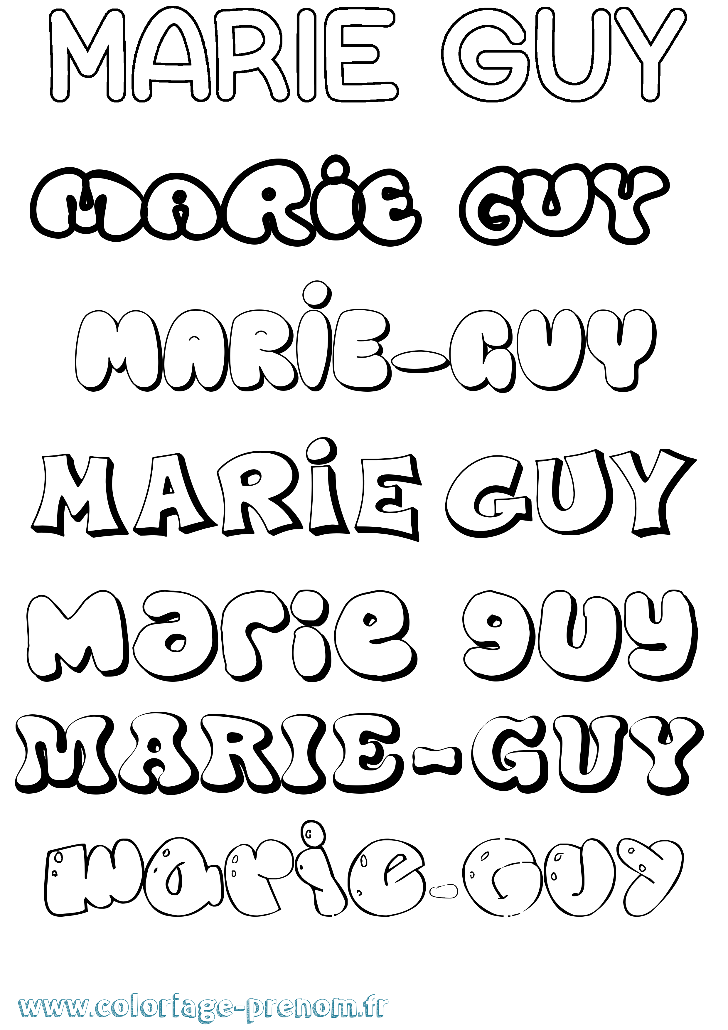 Coloriage Marie-Guy Bubble Coloriage prénom Marie-Guy Bubble