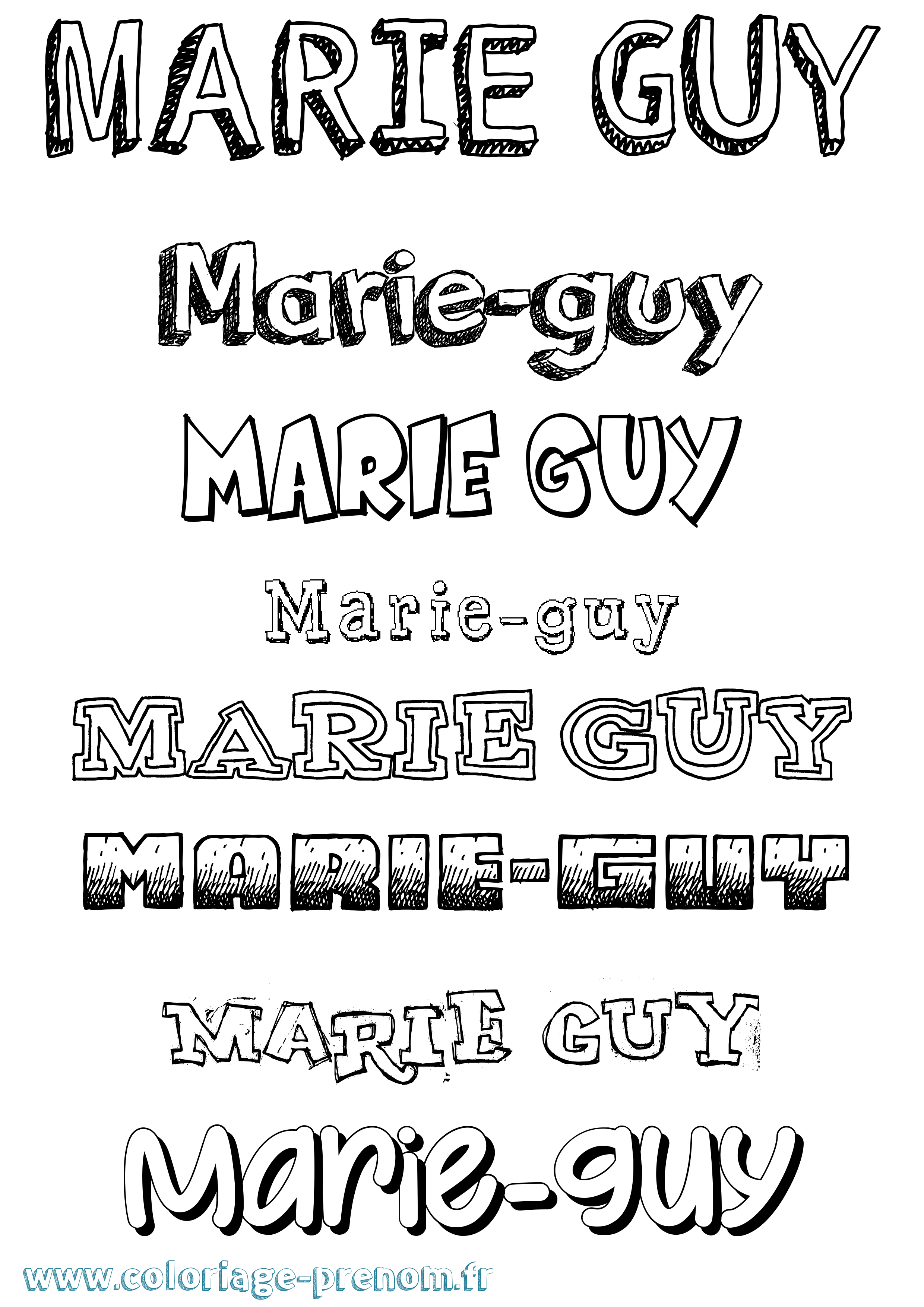 Coloriage Marie-Guy Dessiné Coloriage prénom Marie-Guy Dessiné