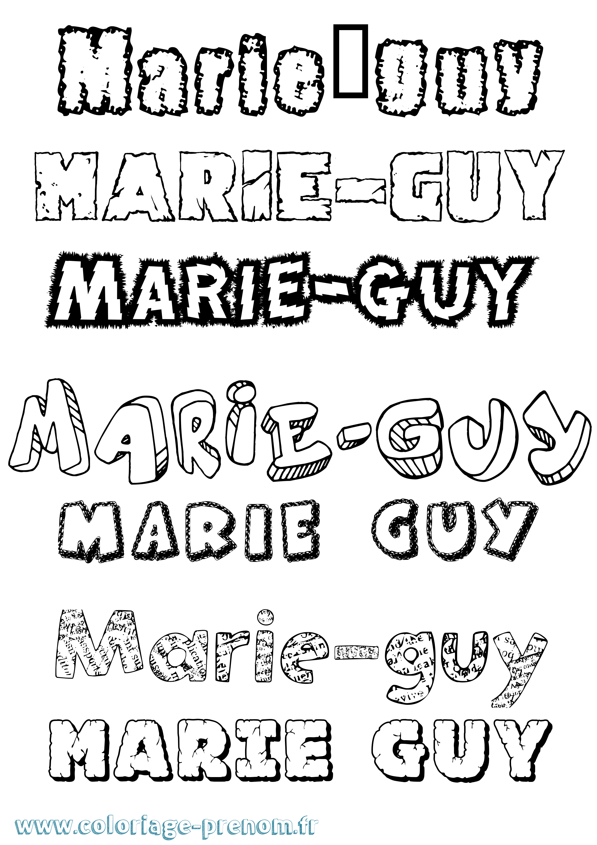 Coloriage Marie-Guy Destructuré Coloriage prénom Marie-Guy Destructuré