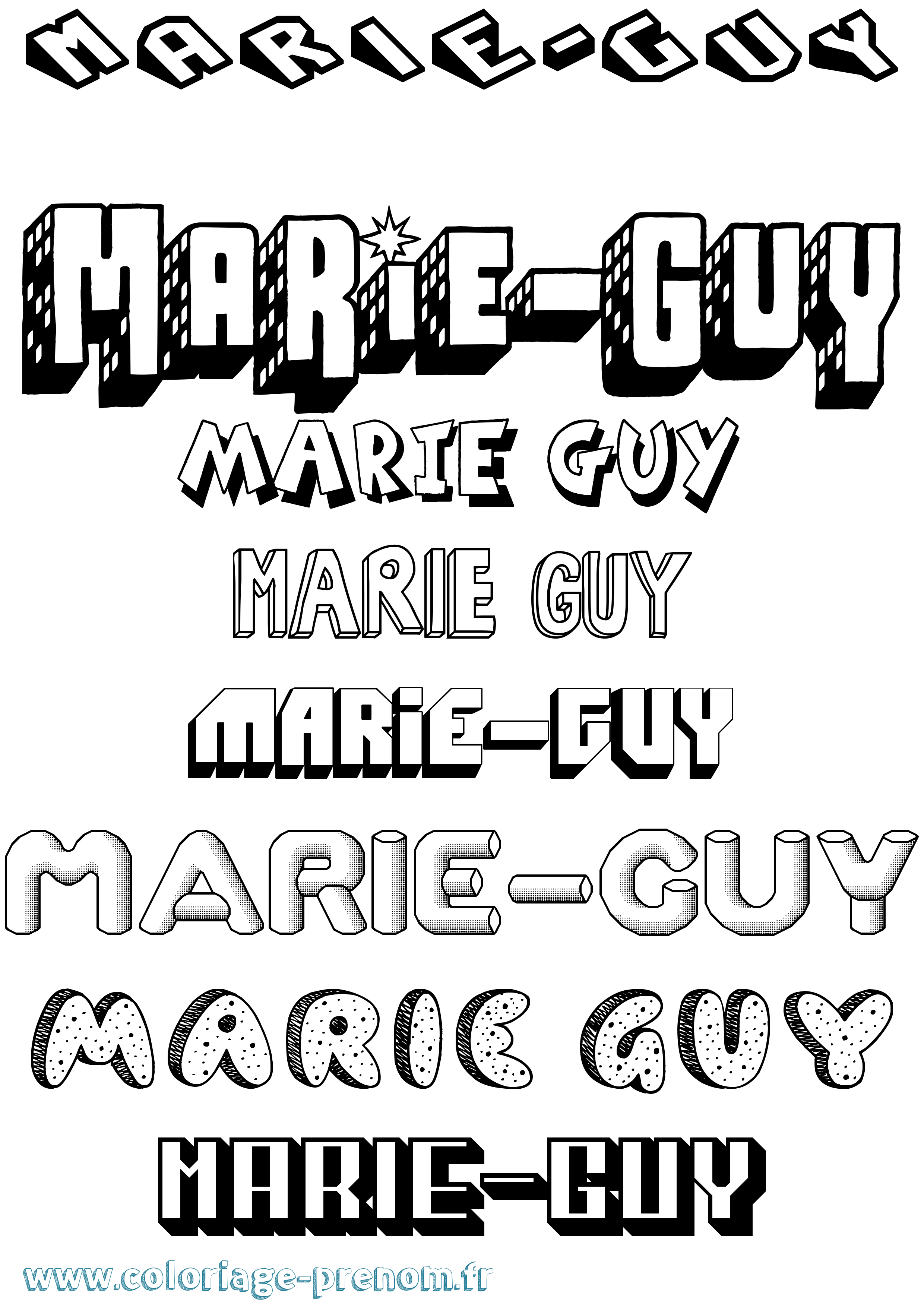 Coloriage Marie-Guy Effet 3D Coloriage prénom Marie-Guy Effet 3D