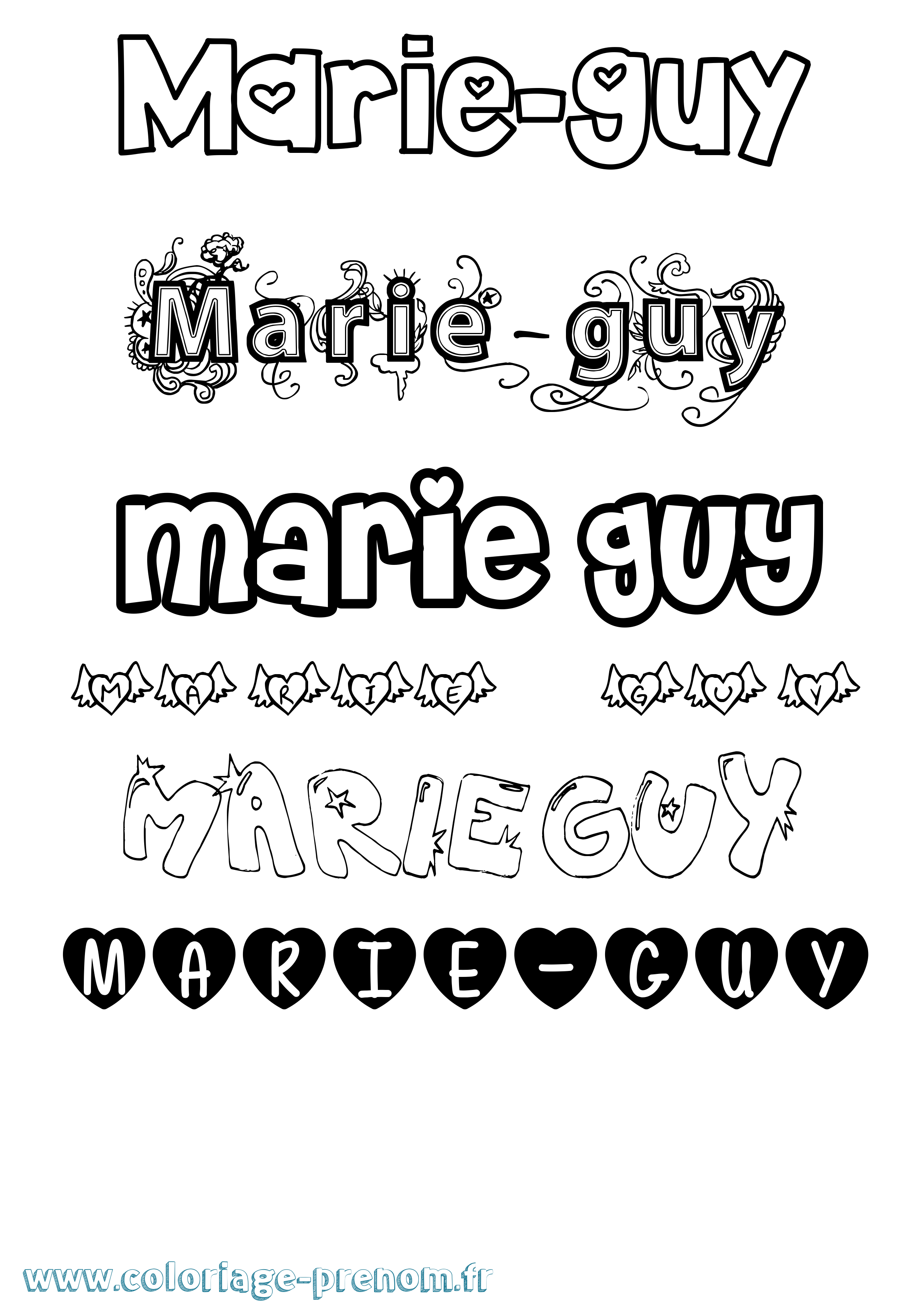 Coloriage Marie-Guy Girly Coloriage prénom Marie-Guy Girly