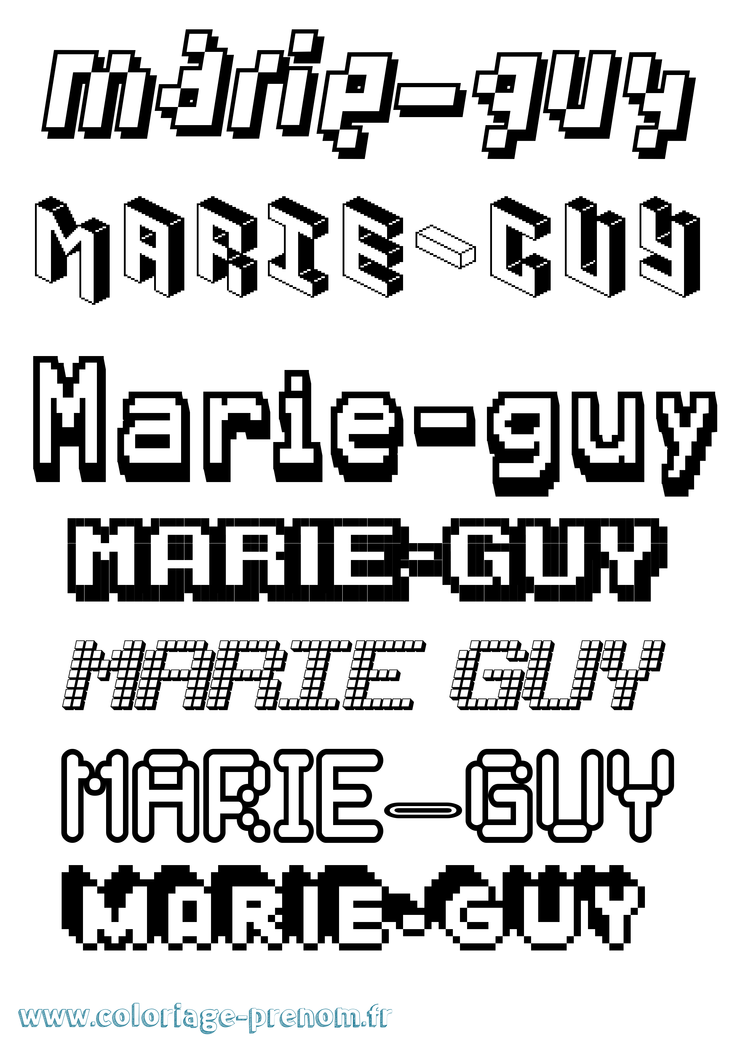 Coloriage Marie-Guy Pixel Coloriage prénom Marie-Guy Pixel