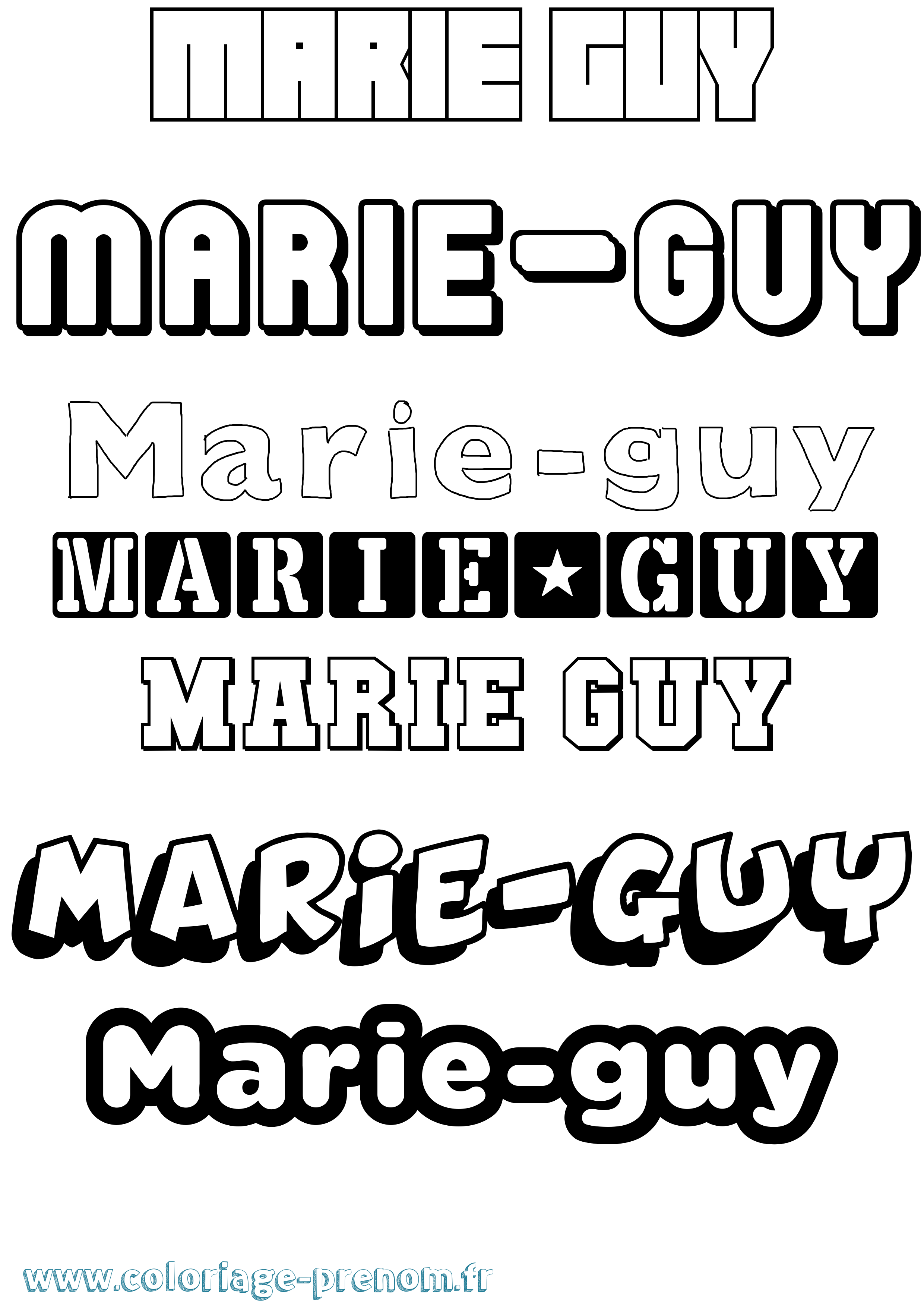 Coloriage Marie-Guy Simple Coloriage prénom Marie-Guy Simple