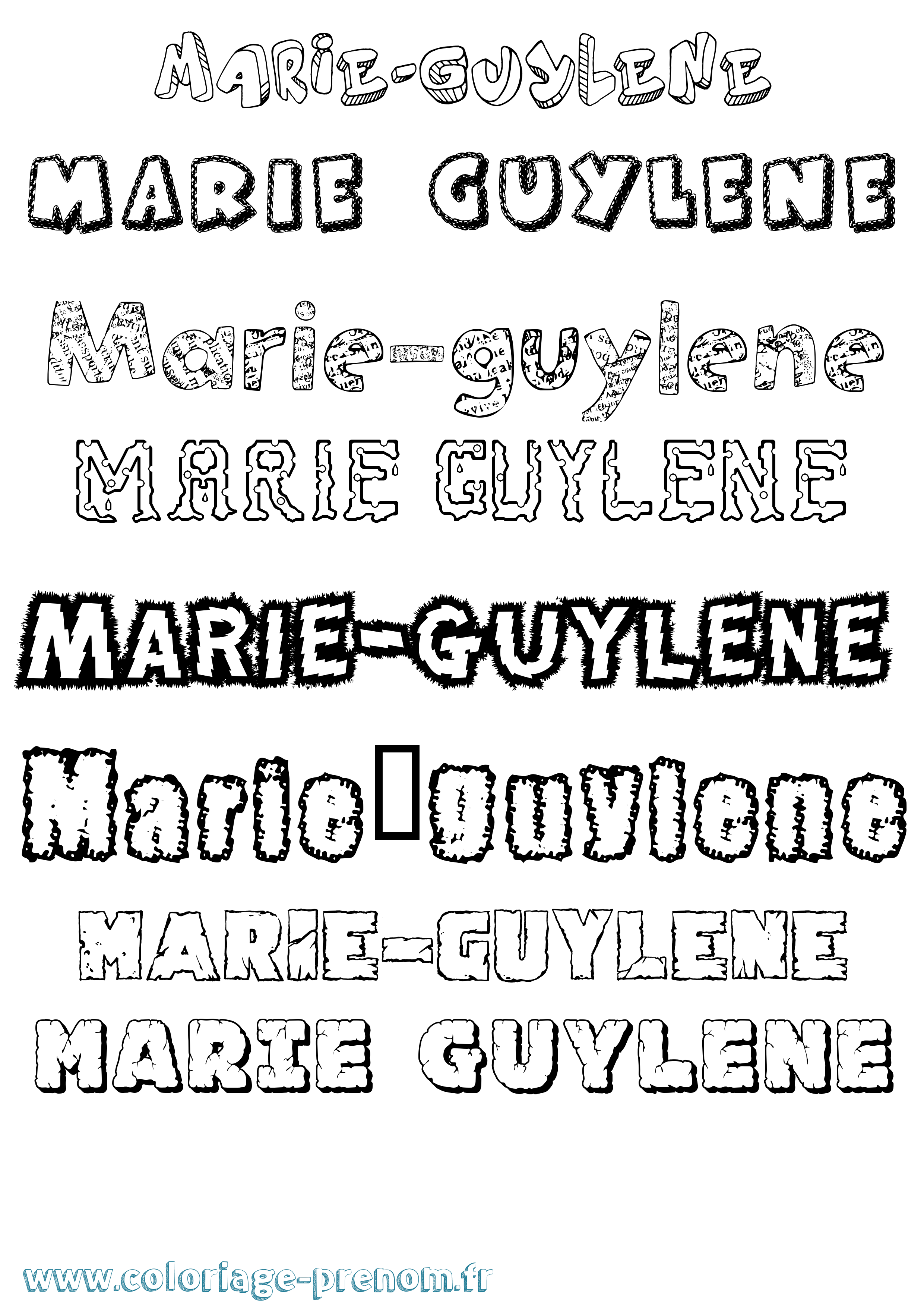 Coloriage Marie-Guylene Destructuré Coloriage prénom Marie-Guylene Destructuré