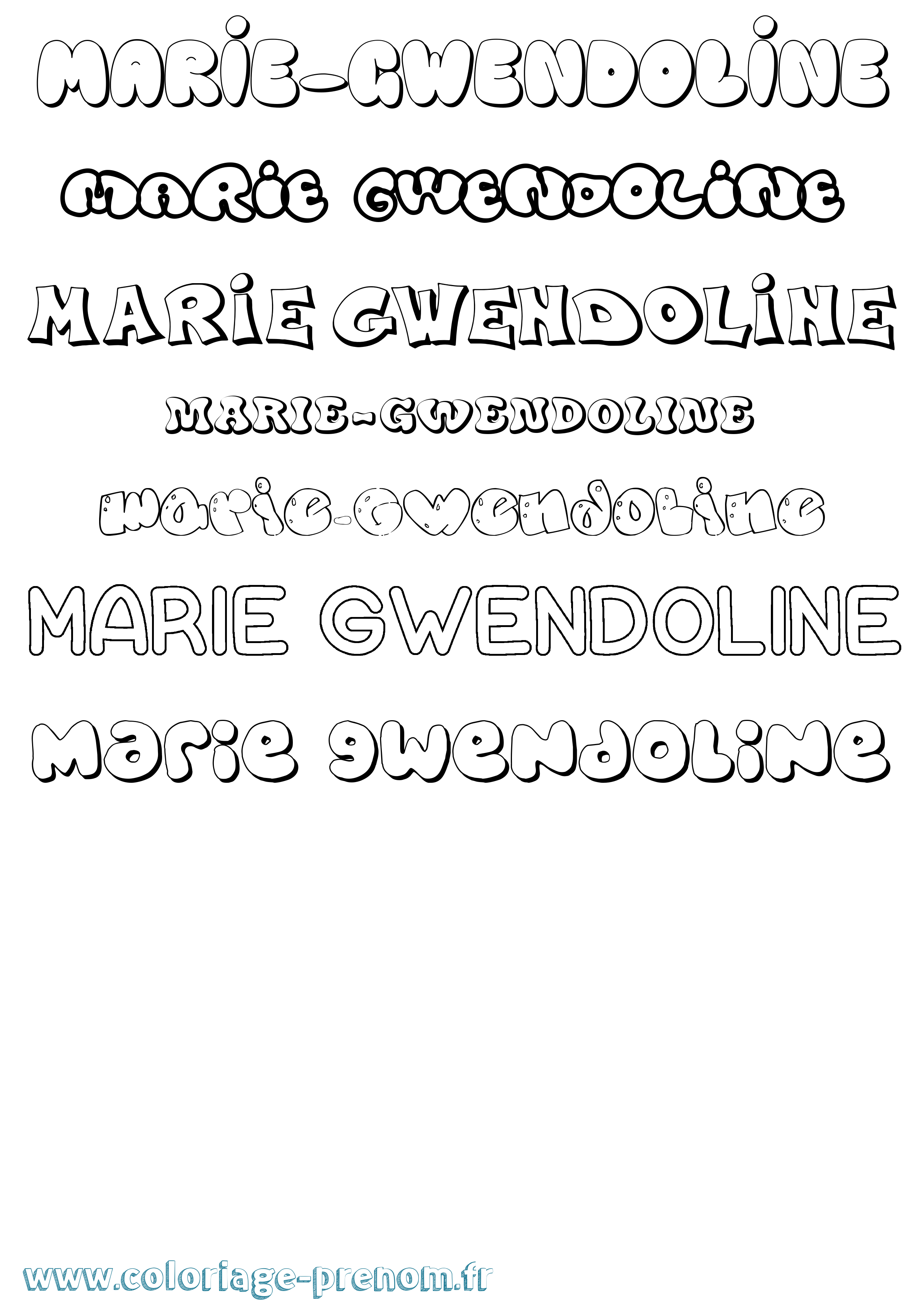 Coloriage Marie-Gwendoline Bubble Coloriage prénom Marie-Gwendoline Bubble