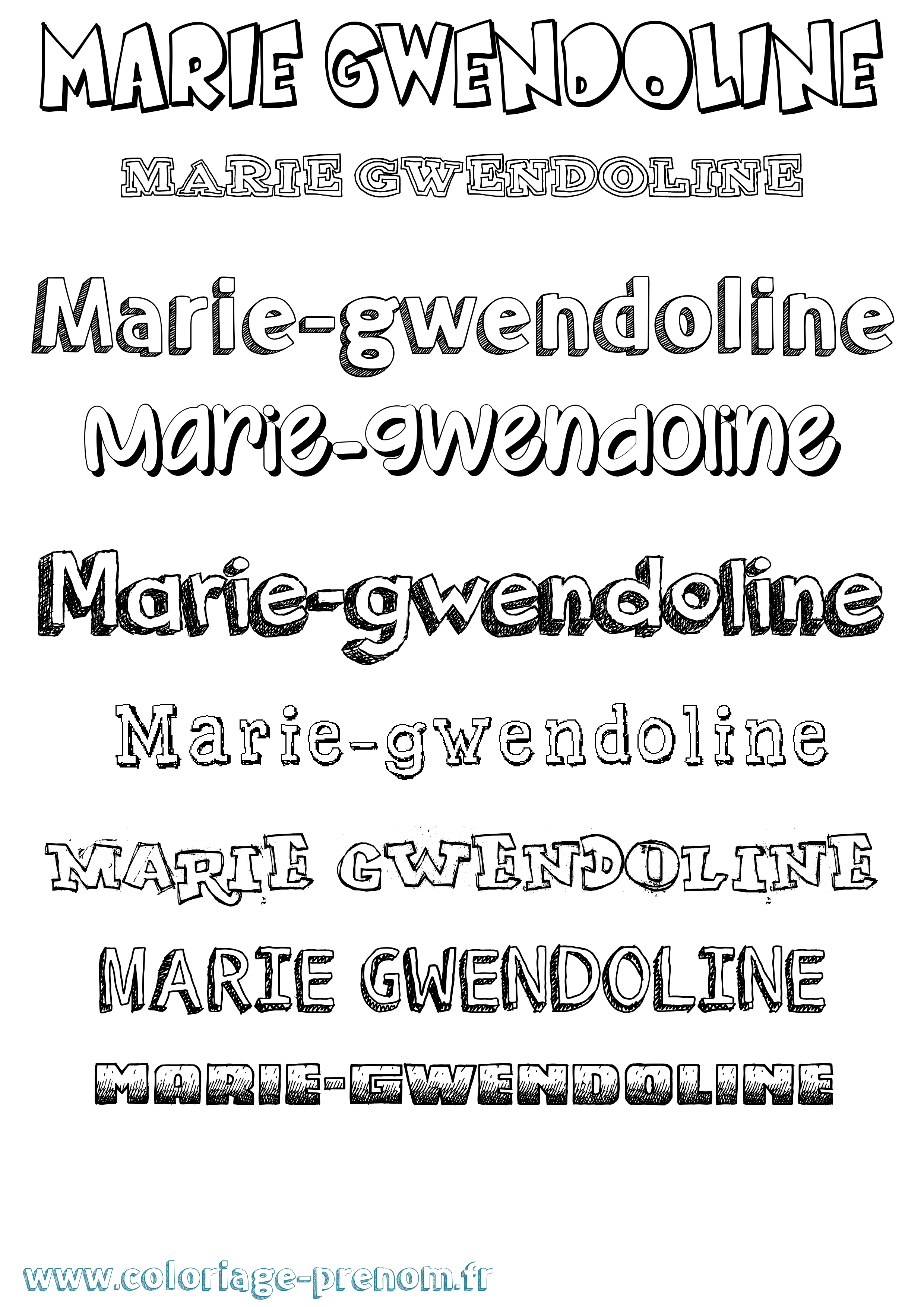 Coloriage Marie-Gwendoline Dessiné Coloriage prénom Marie-Gwendoline Dessiné